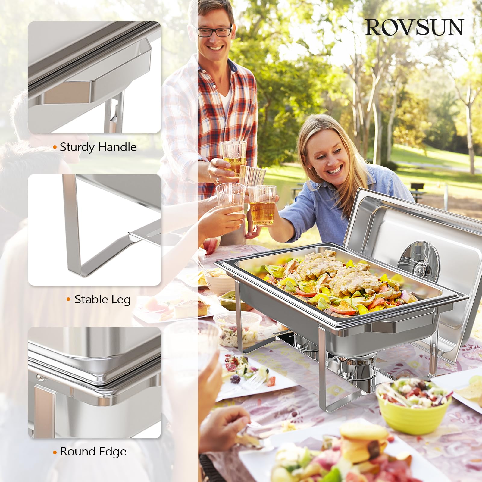 ROVSUN 8 QT Stainless Steel Rectangle Chafing Dish Set