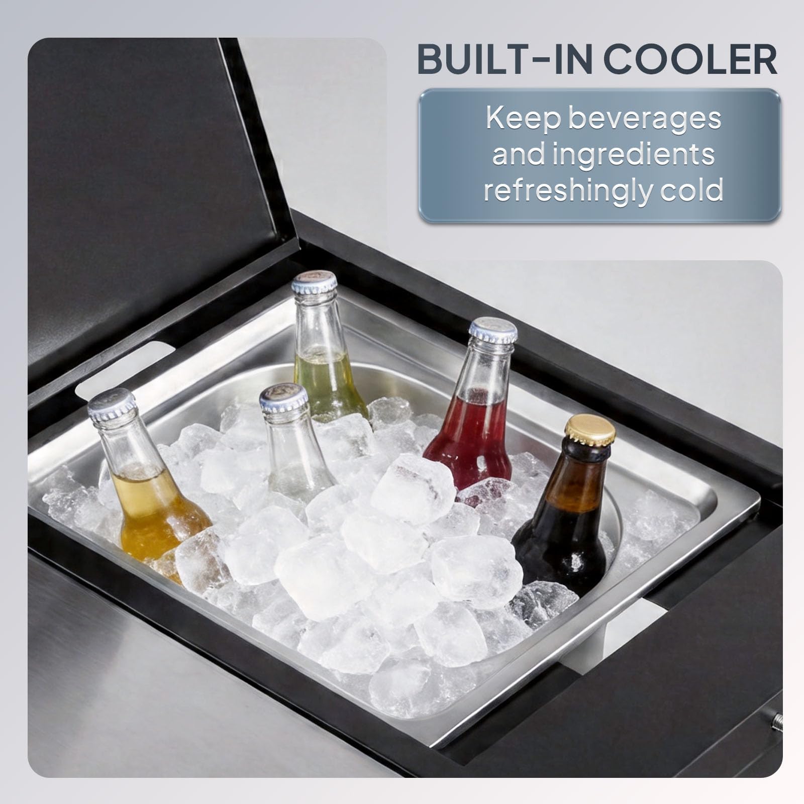 ROVSUN 61" Outdoor Grill Cart with Sink & Cold Drink Refrigerated Area