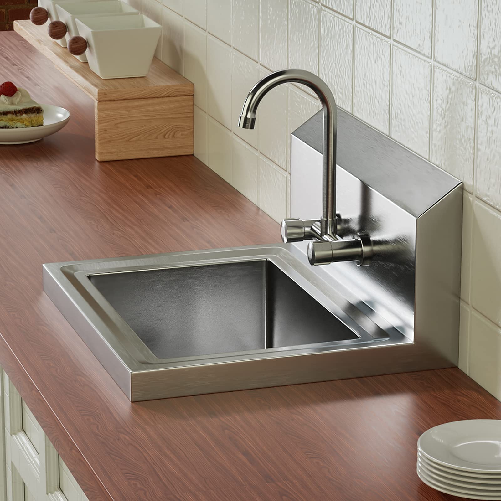 ROVSUN 17" x 15" Wall Mount Stainless Steel Hand Wash Sink