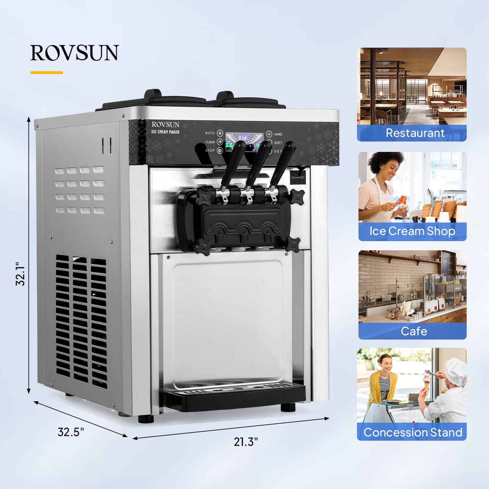 ROVSUN 3.2 Gallon 2200W 110V Ice Cream Machine Countertop