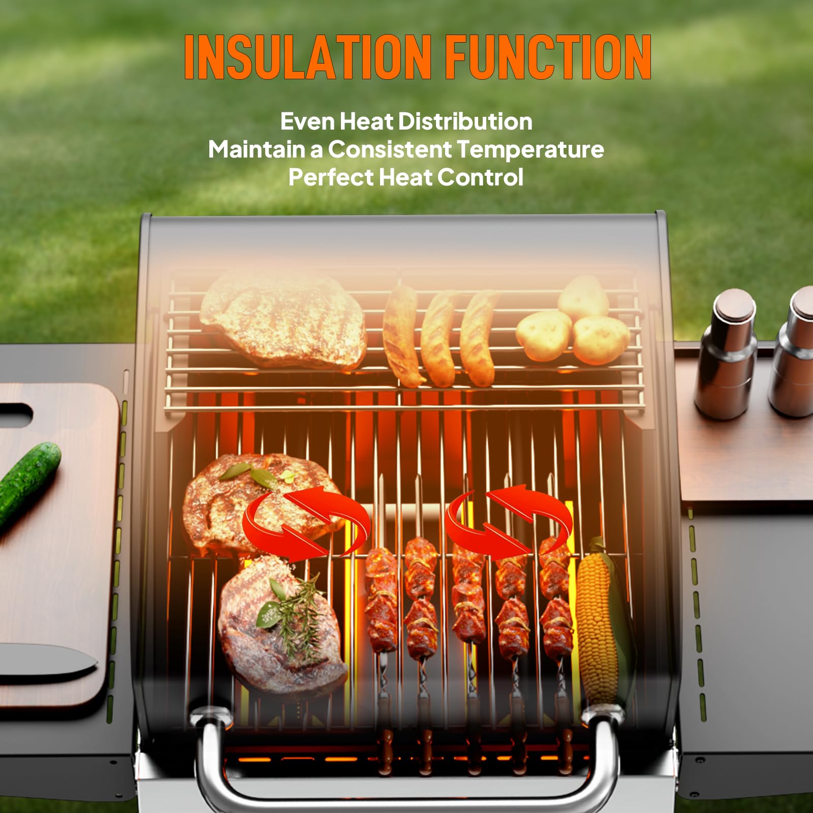 ROVSUN 2-Burner 24,000 BTU Propane Grill with Foldable Side Tables & Wheels