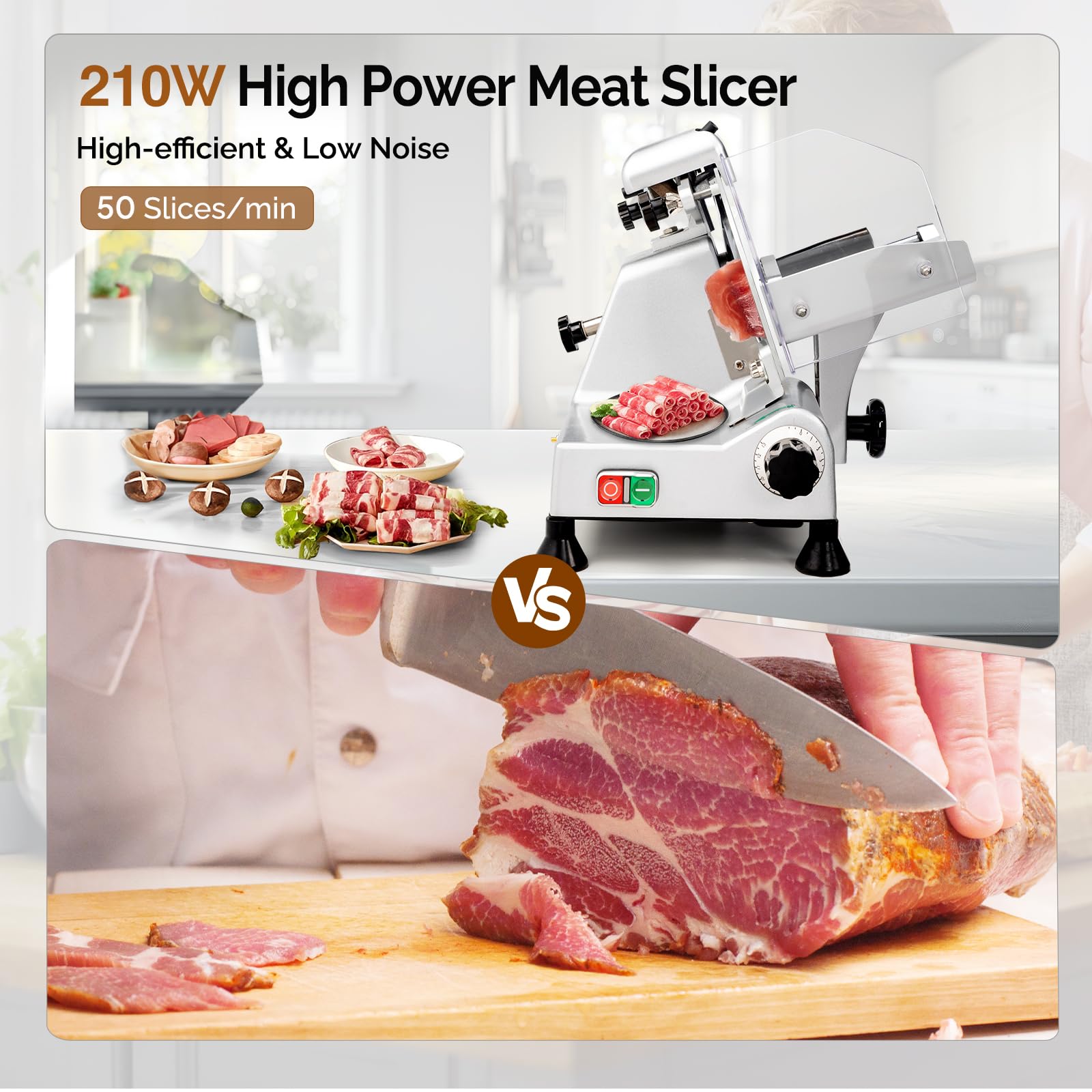 ROVSUN 210W 110V Manual Commercial Meat Slicer with 8" Blade