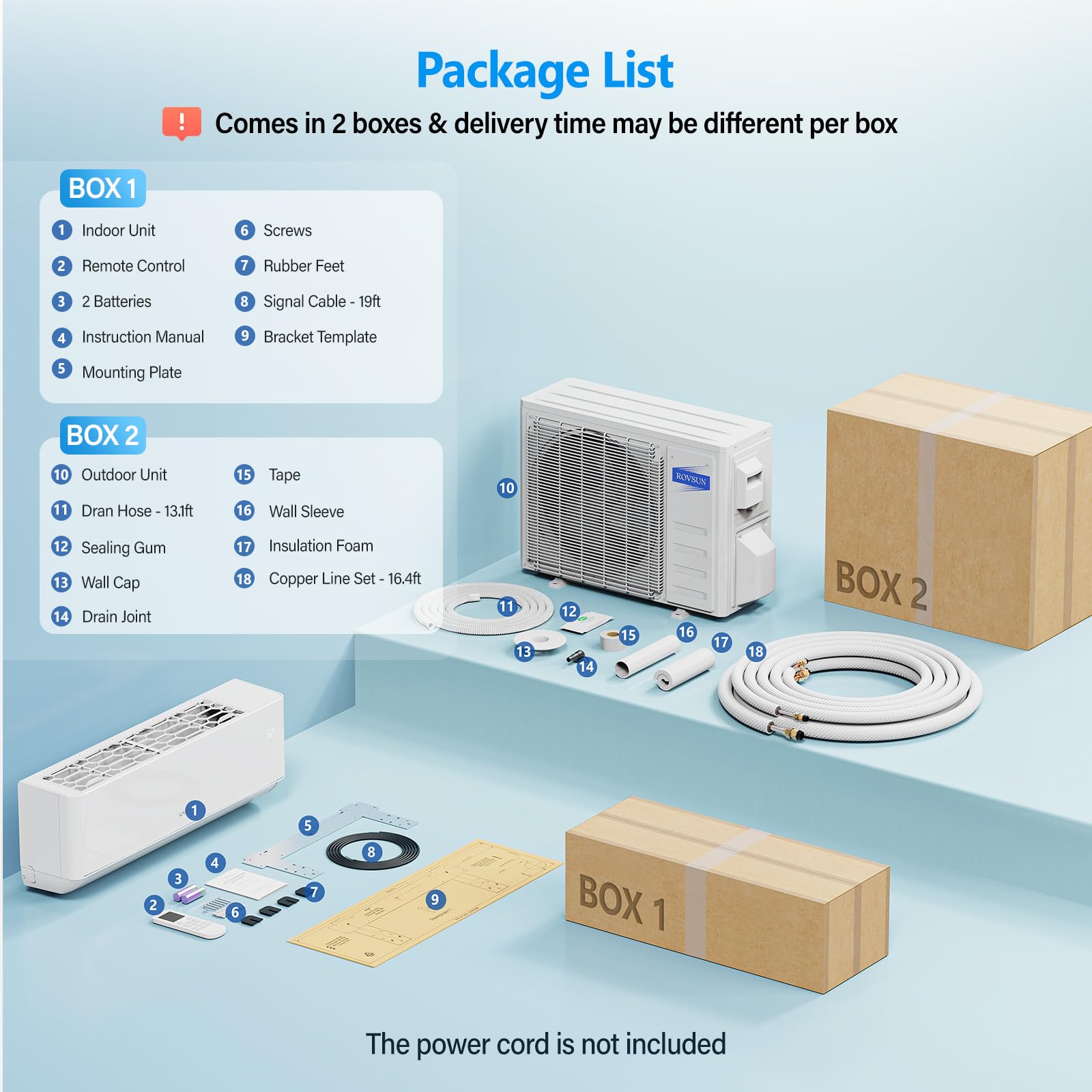 ROVSUN 12,000 BTU 24 SEER2 230V Mini Split Air Conditioner with Heat Pump Ductless Inverter & Install Kit