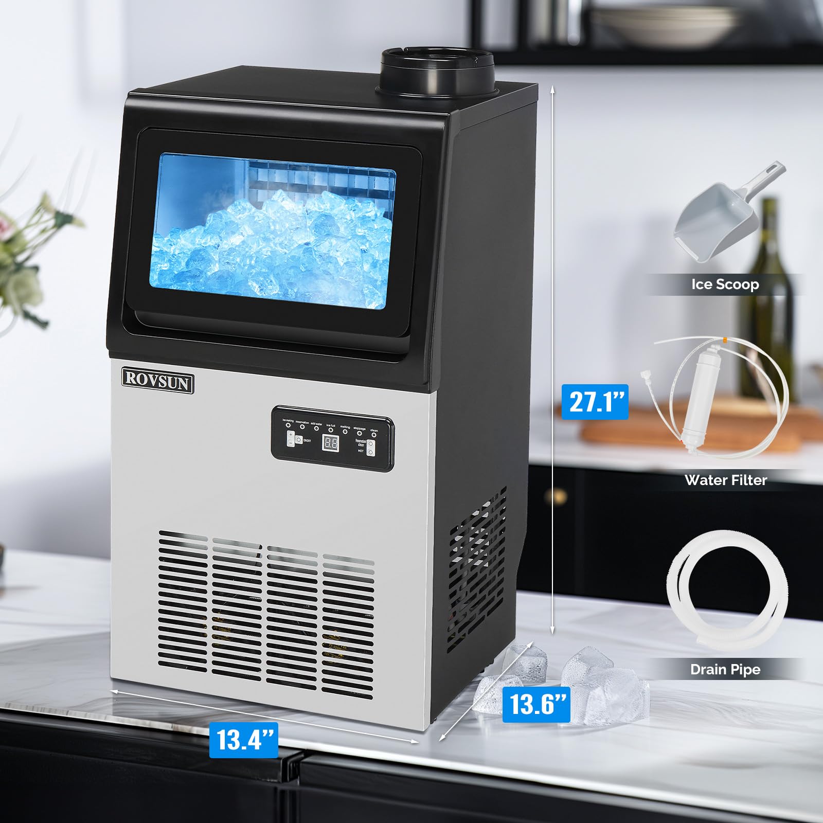 ROVSUN 13" 90 lb. 235W 115V Air Cooled Ice Machine Maker Countertop