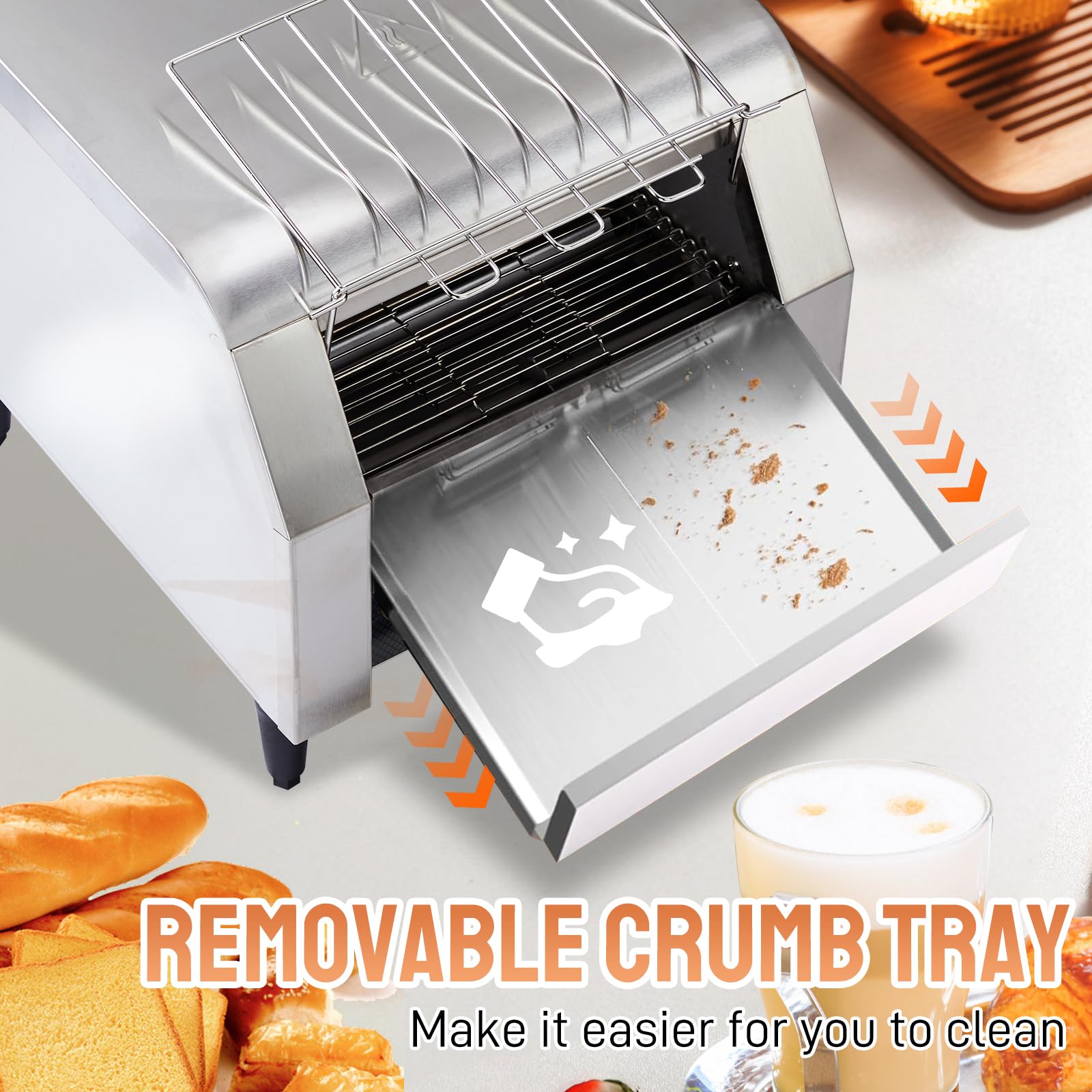 14.4" 1700W 110V Commercial Conveyor Toaster with 300 Slices/Hour