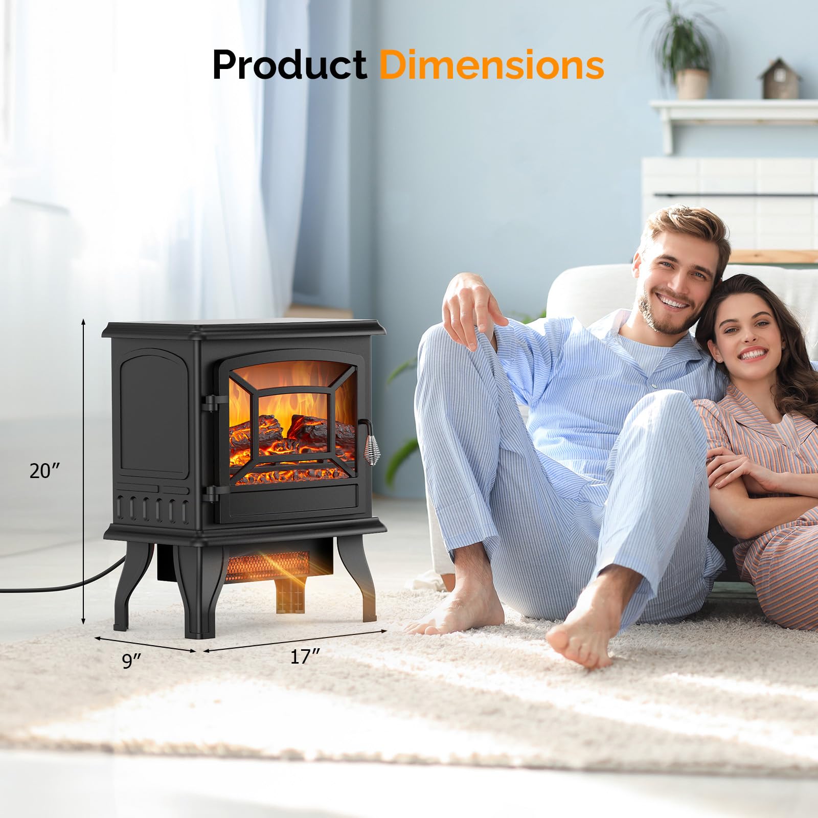 ROVSUN 17" x 20" 1400W 120V Electric Fireplace Stove