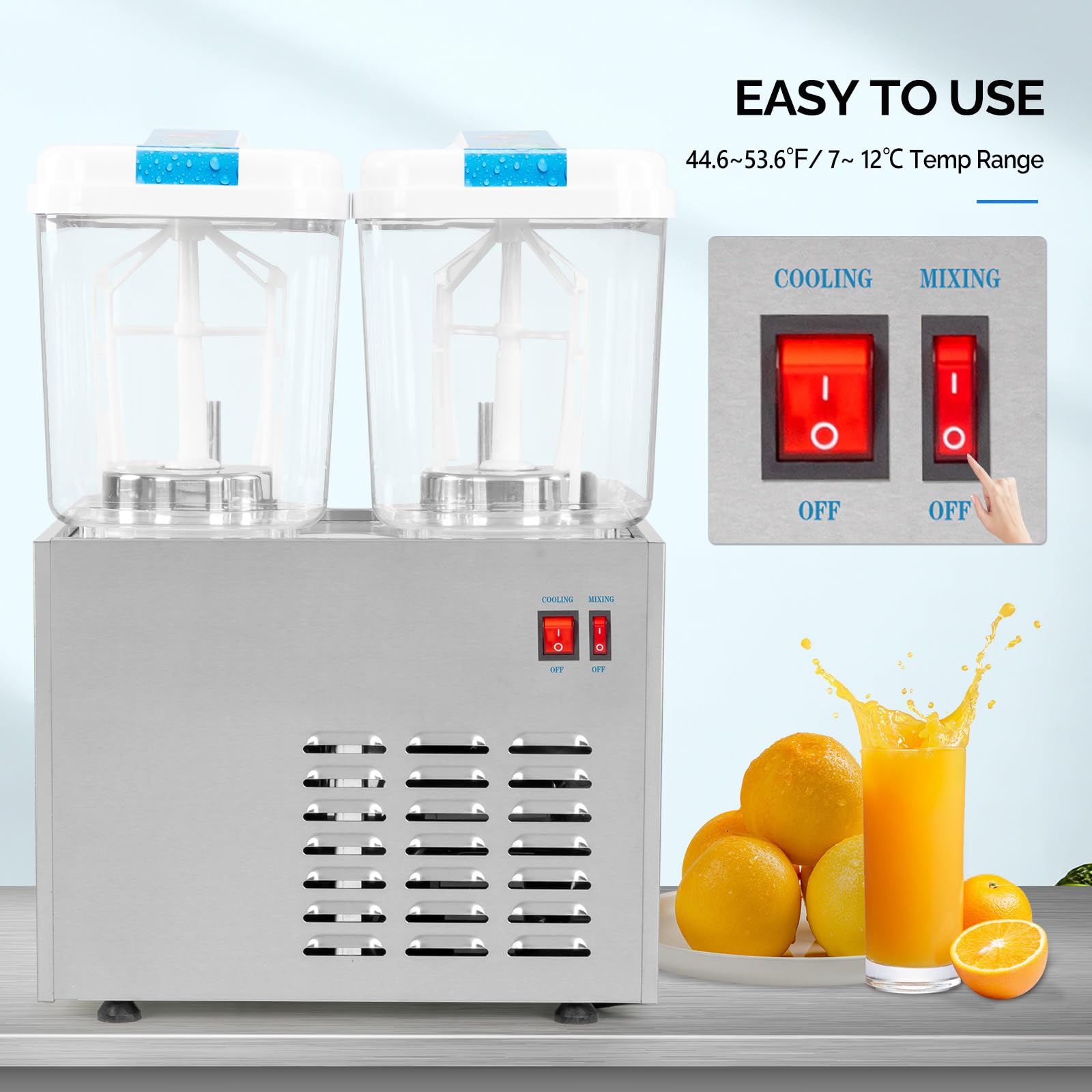 ROVSUN 9.6 Gallon 270W 110V 2 Tank Refrigerated Beverage Dispenser for Juice & Cold Drink