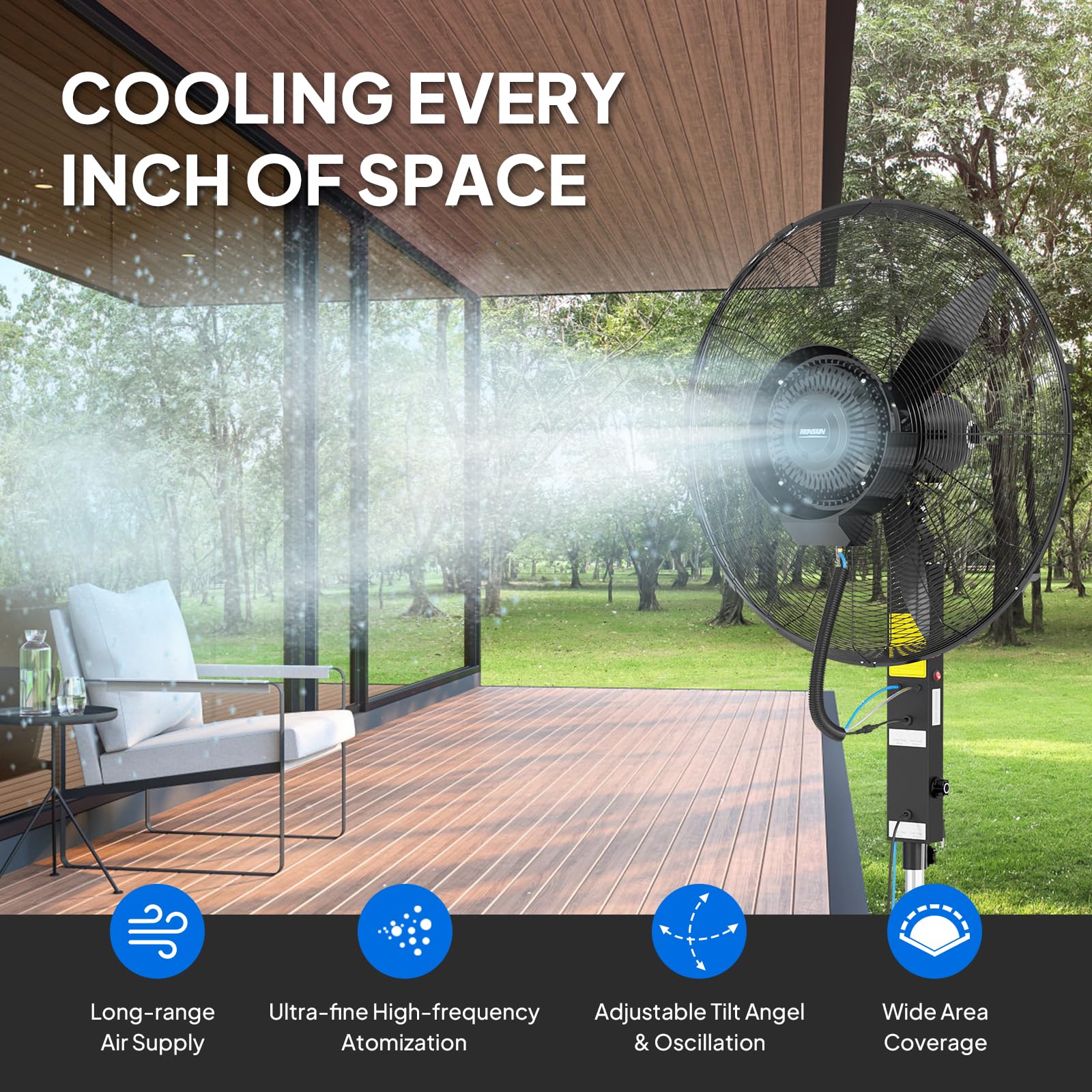 ROVSUN 26" 260W 110V Industrial Misting Fan