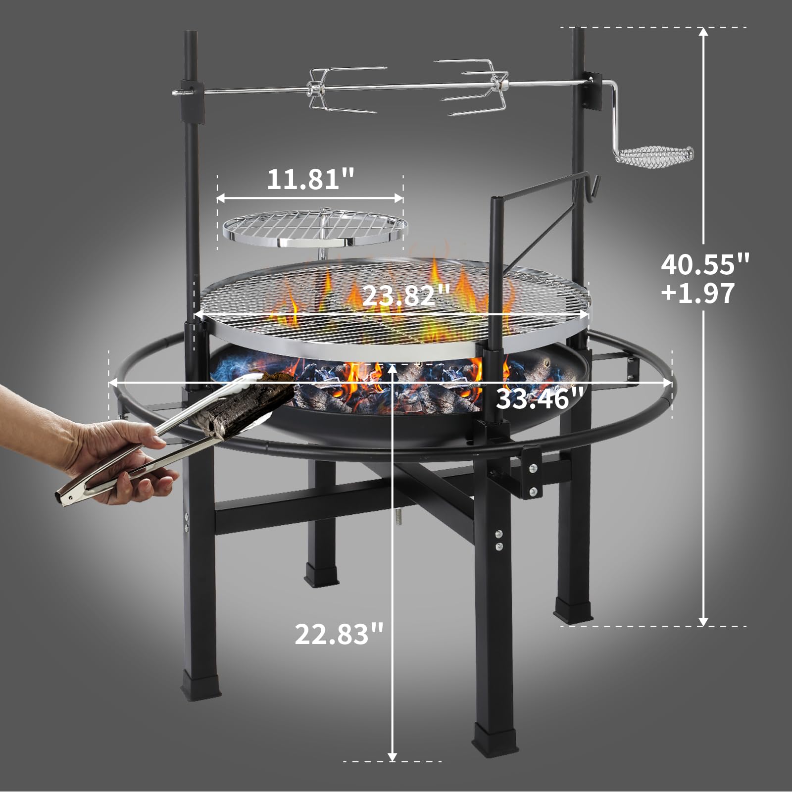 ROVSUN 33" 2 in 1 Wood Burning Fire Pits with Grills