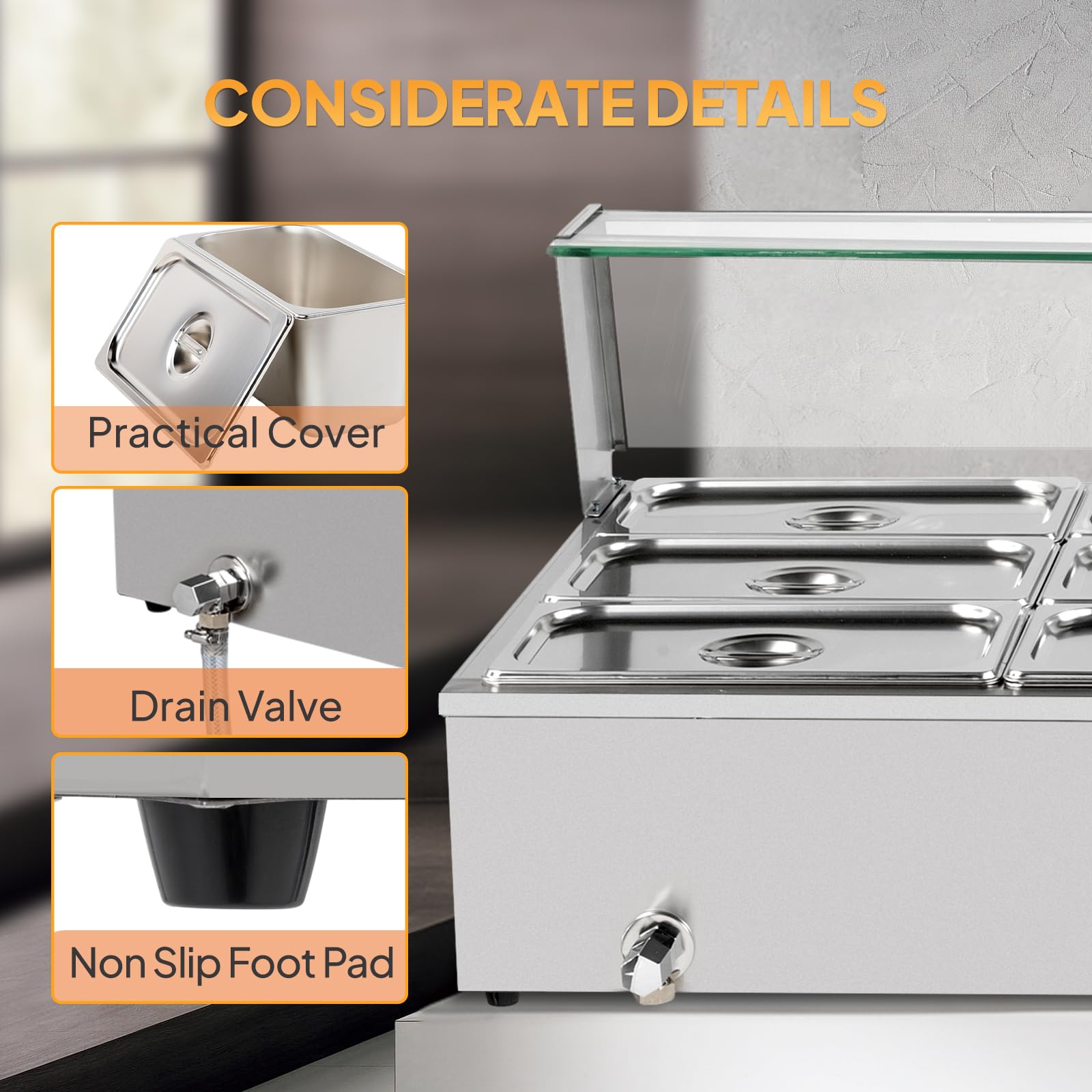 ROVSUN 96 QT 1500W 110V 12-Pan Electric Steam Table Food Warmer Countertop