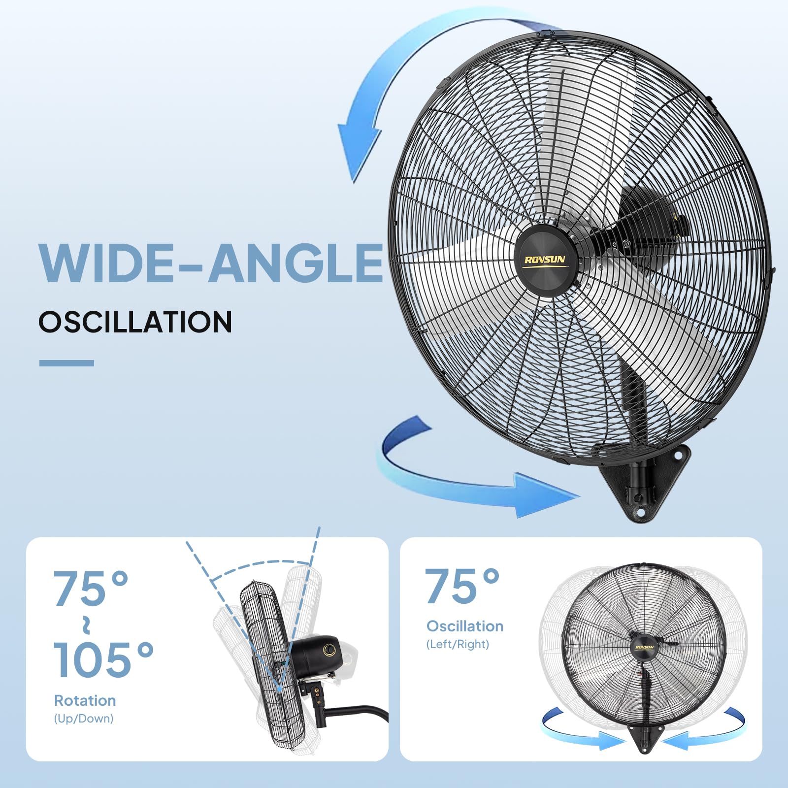 ROVSUN 30" 220W 110V Industrial Wall Mounted Fan for Garage, Gym