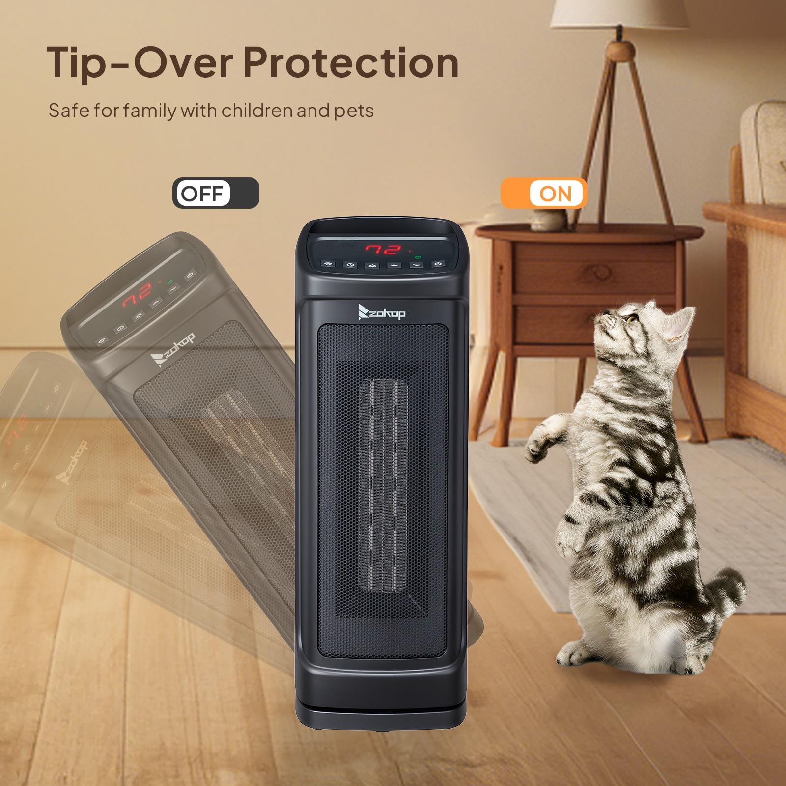 ROVSUN 17" High 1,500W 120V Electric Tower Heater