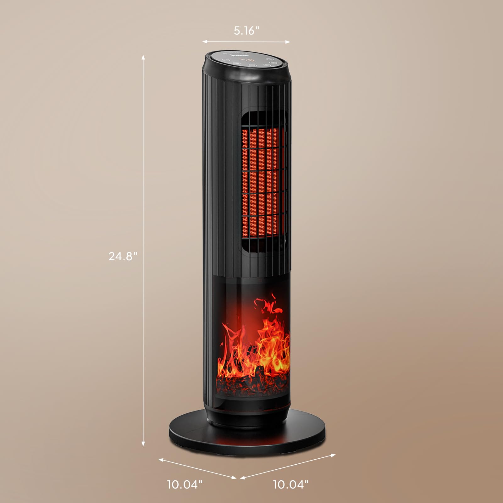 25"H 1500W 120V Electric Space Heater with Remote Black