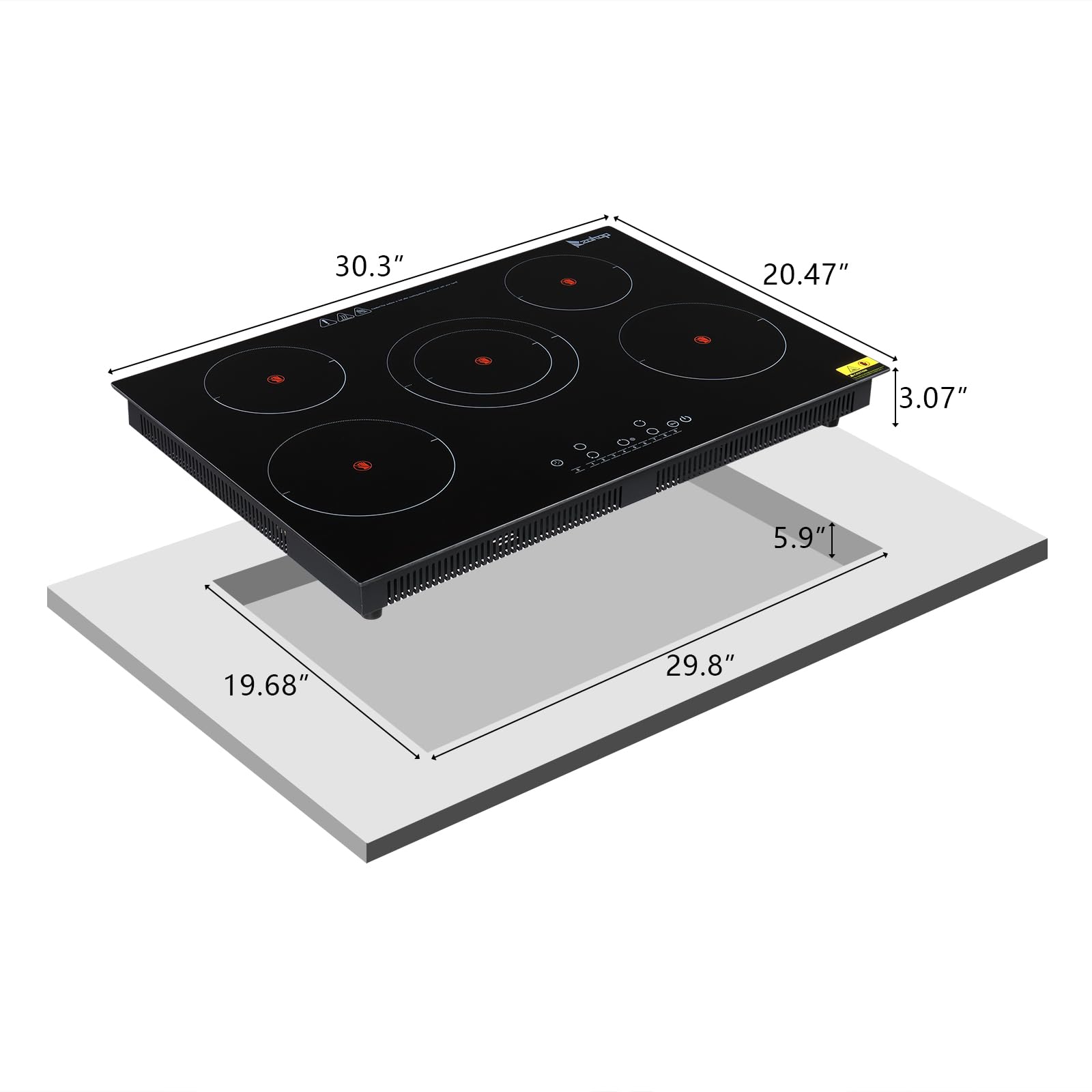 30" 5 Burners 7600W 220V Electric Ceramic Cooktop