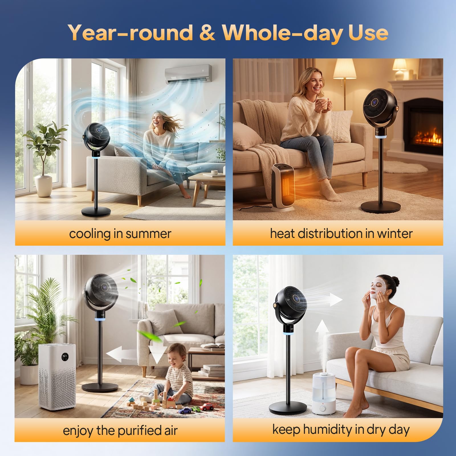 ROVSUN 40" 40W 110V Industrial Pedestal Fan Black