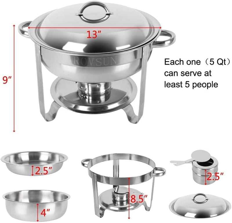 ROVSUN Chafing Dish Buffet Set 4 Rectangle + 2 Round Stainless Steel Chaffing Dishes