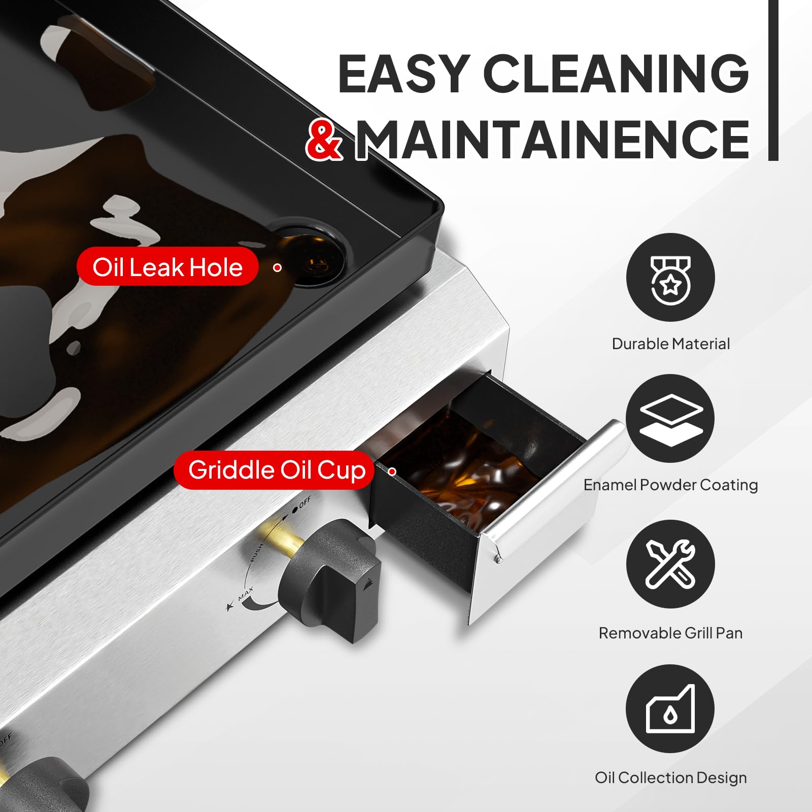 ROVSUN 4-Burner 40,000 BTU Foldable Propane Griddle with Wheels