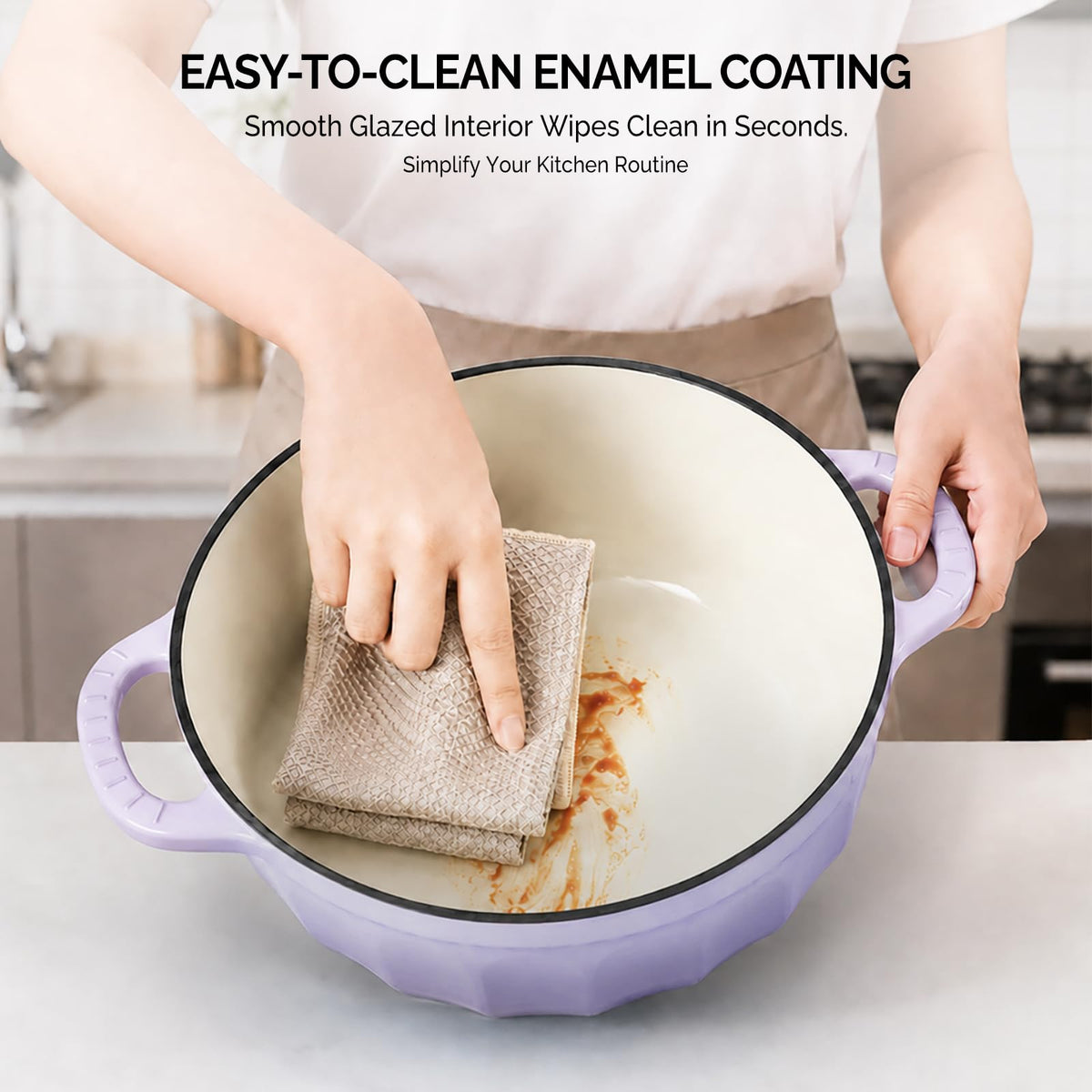 ROVSUN 7.5 QT Enameled Cast Iron Round Dutch Oven Purple Gradient