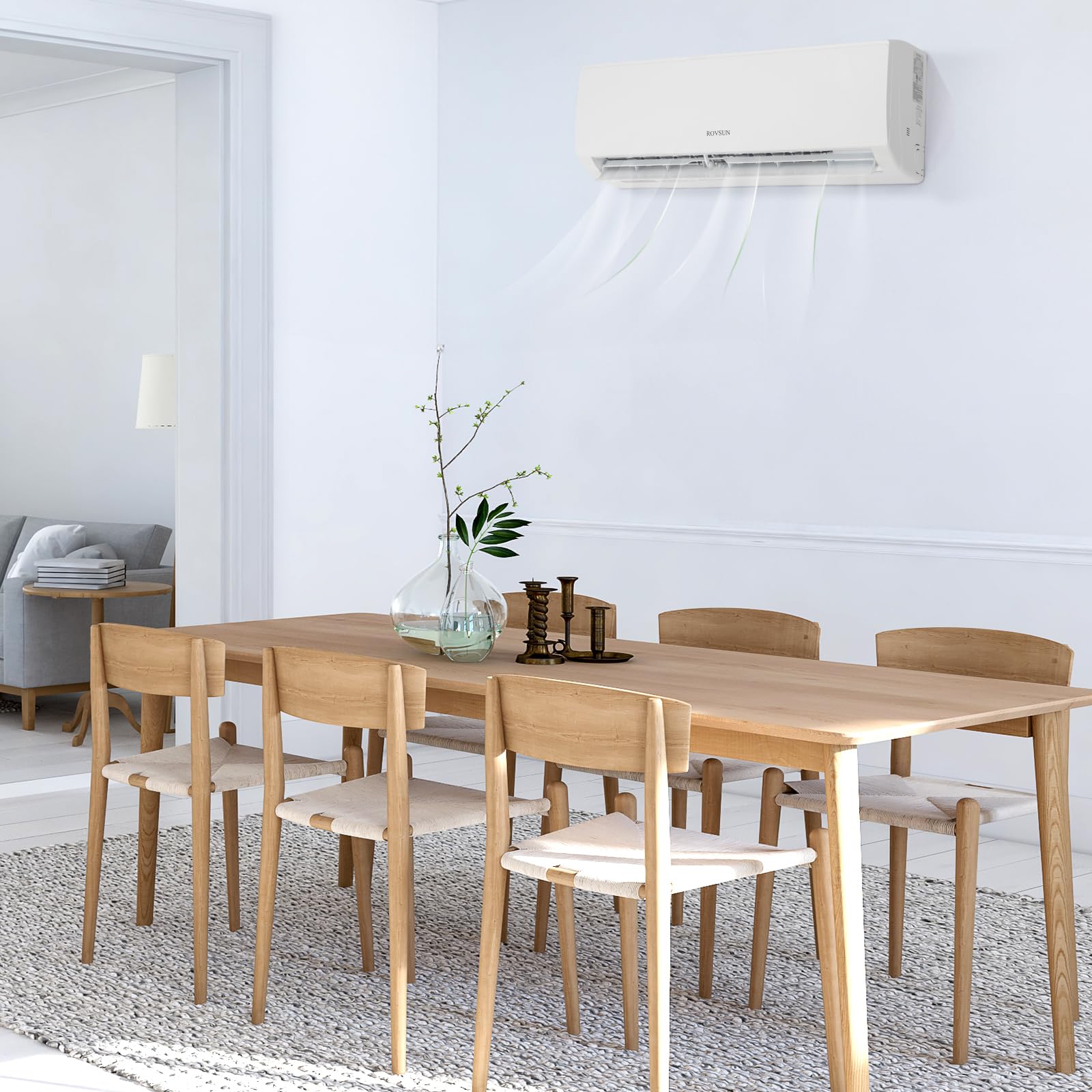 ROVSUN 3 Zone 9,000 + 9,000 + 12,000 / 27,000 BTU Wifi Mini Split Air Conditioner Ductless 19 SEER2 230V with Heat Pump & 25Ft Install Kit