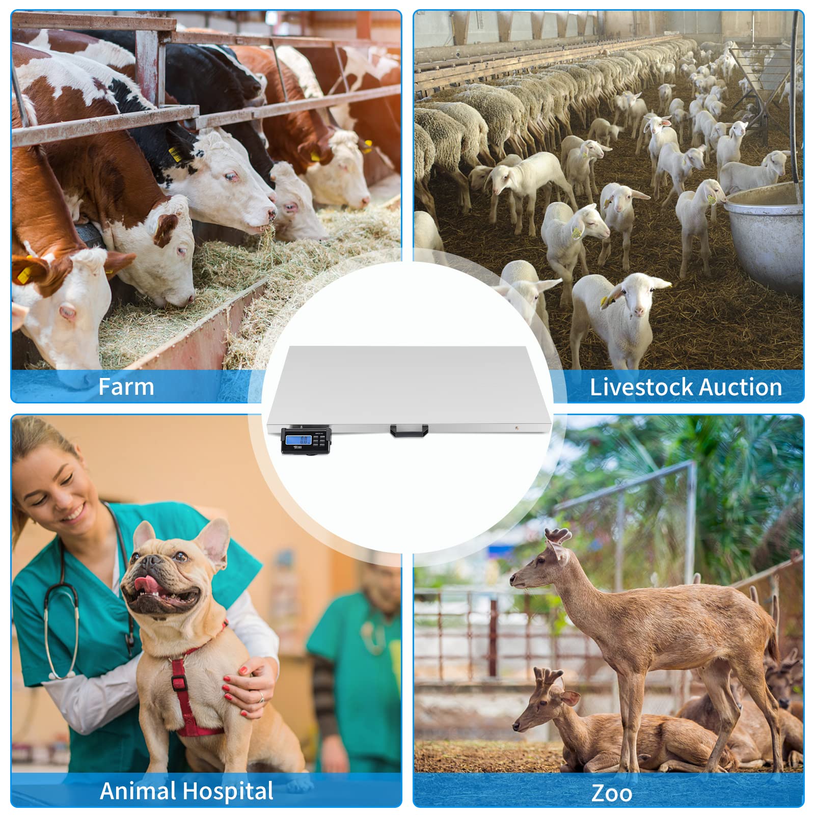 1100 LBS x 0.2 LBS Livestock Scale Electronic Platform Scale for Dog Goat Sheep Silver