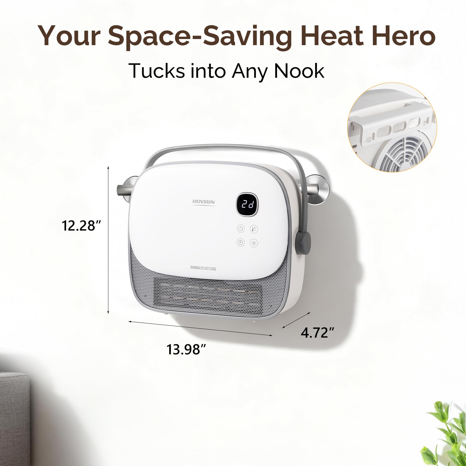 ROVSUN 1,500W 120V Wall-Mounted & Freestanding Heater with Portable Handle