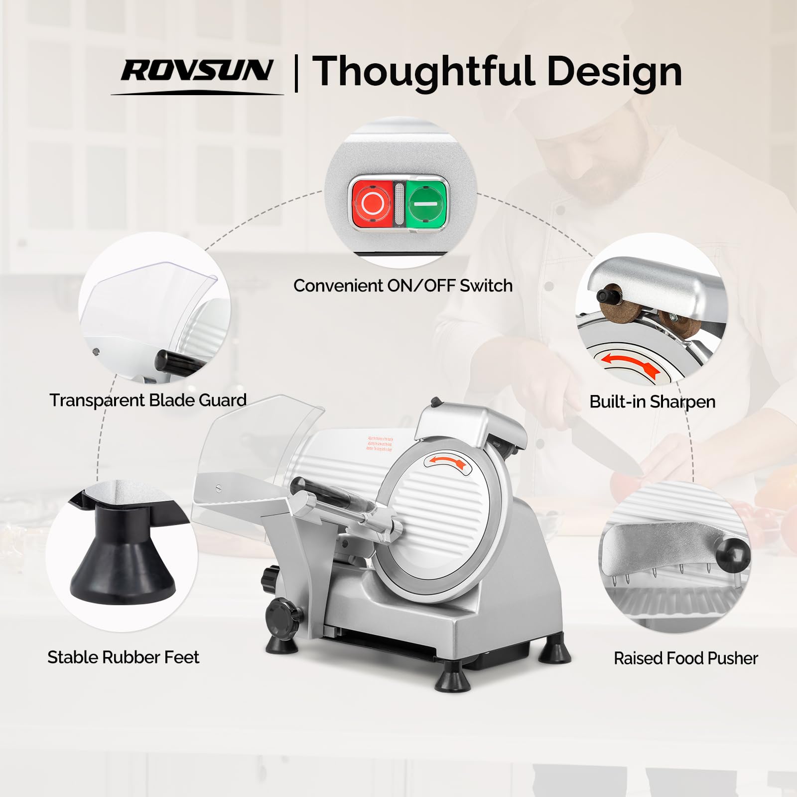 ROVSUN 240W 110V Manual Commercial Meat Slicer with 10" Blade