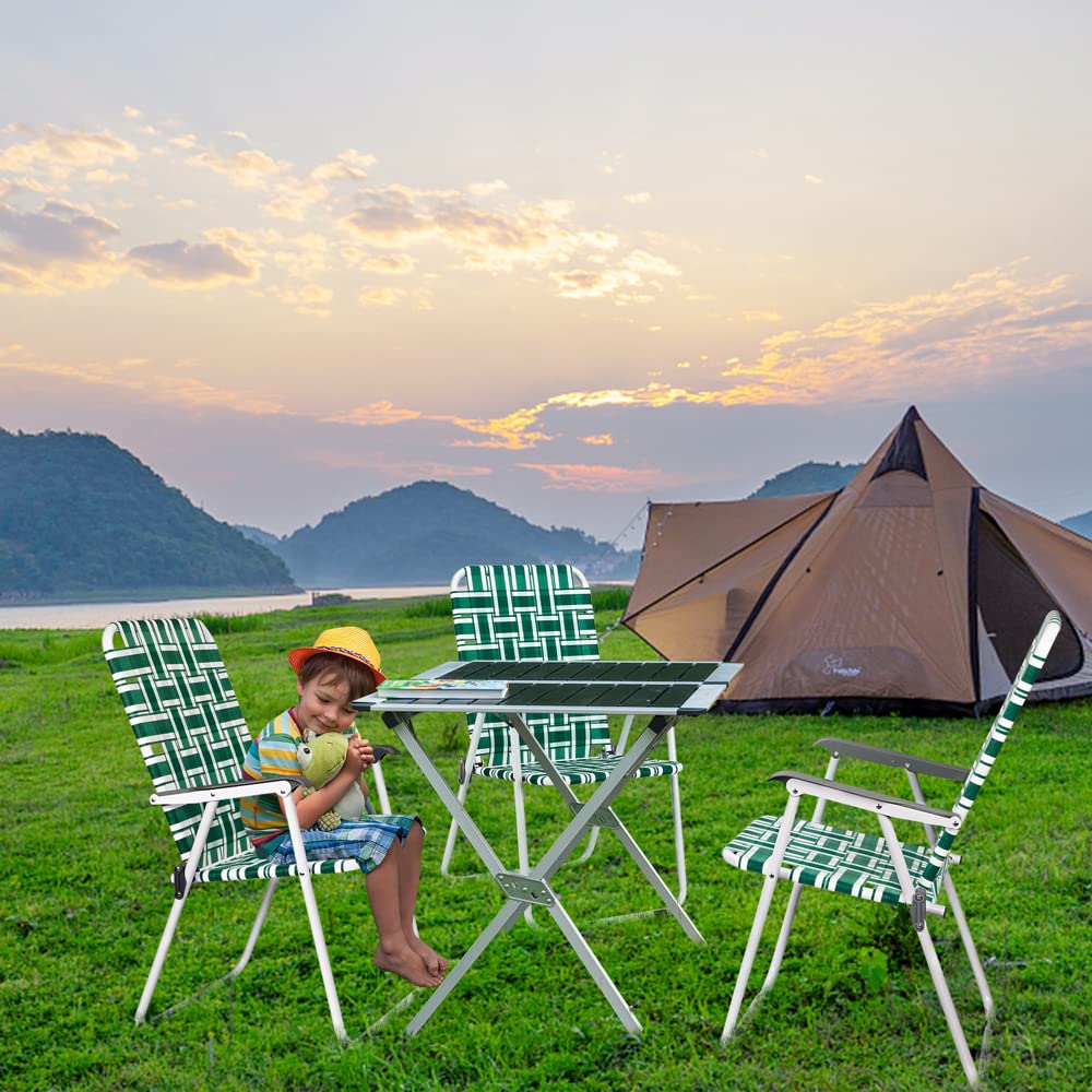 Portable Outdoor Folding Camping Beach Chair Set Green