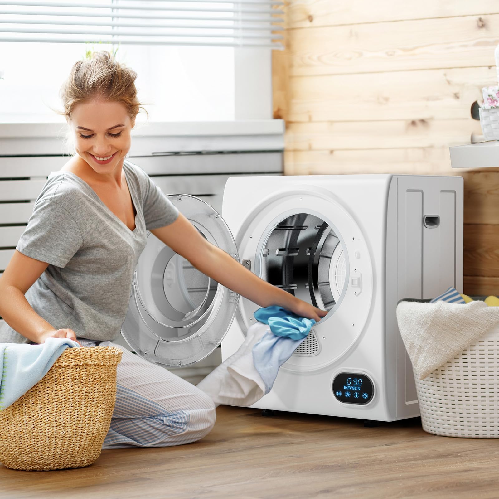ROVSUN 1.5 Cu.Ft. 850W 110V Tumble Clothes Dryer with LCD Touch Panel