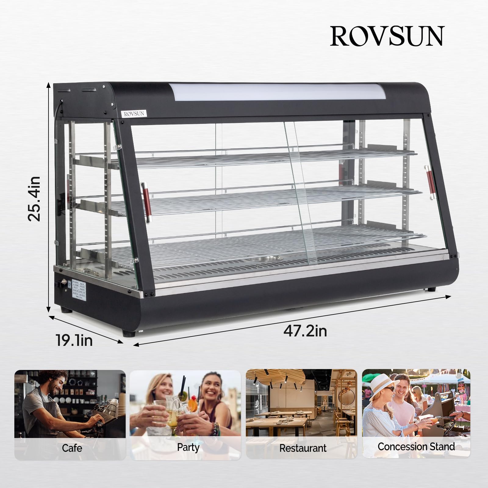 ROVSUN 3-Tier 48" 1800W 110V Hot Food Warmer Display Case Countertop