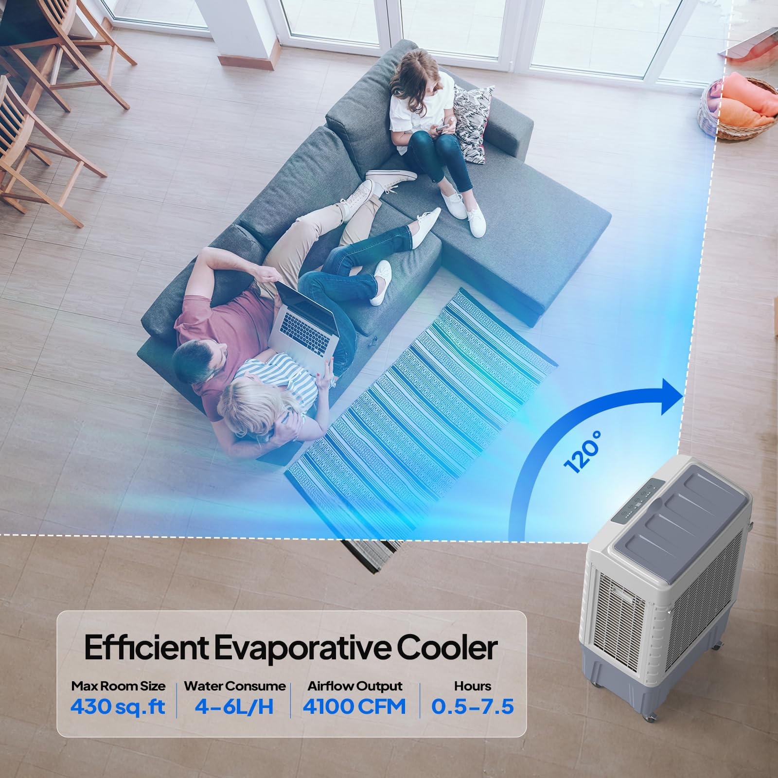 ROVSUN 13.2 Gal Portable Evaporative Air Cooler with Remote Control