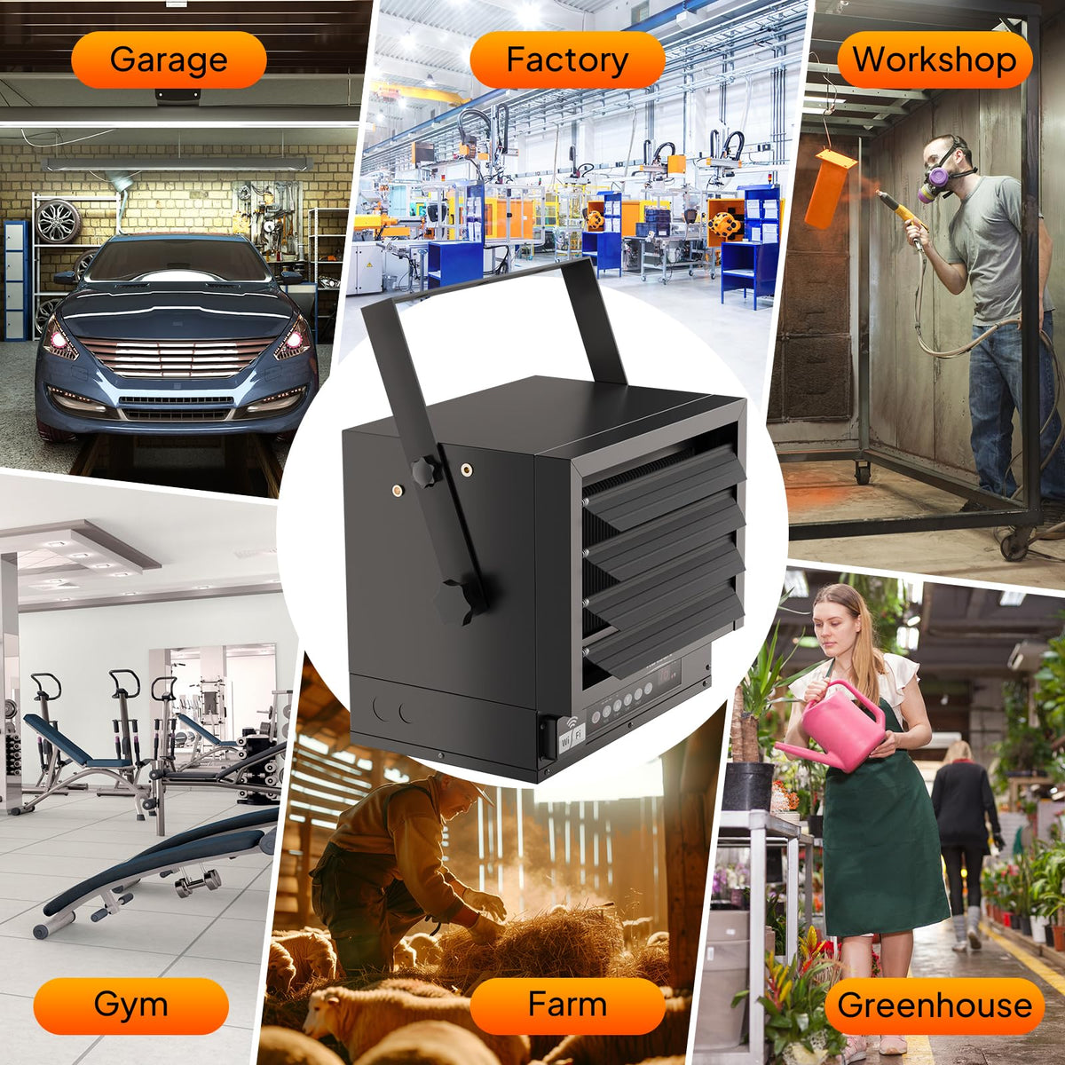 ROVSUN 6000W 240V Electric Garage Heater with Remote & APP Control