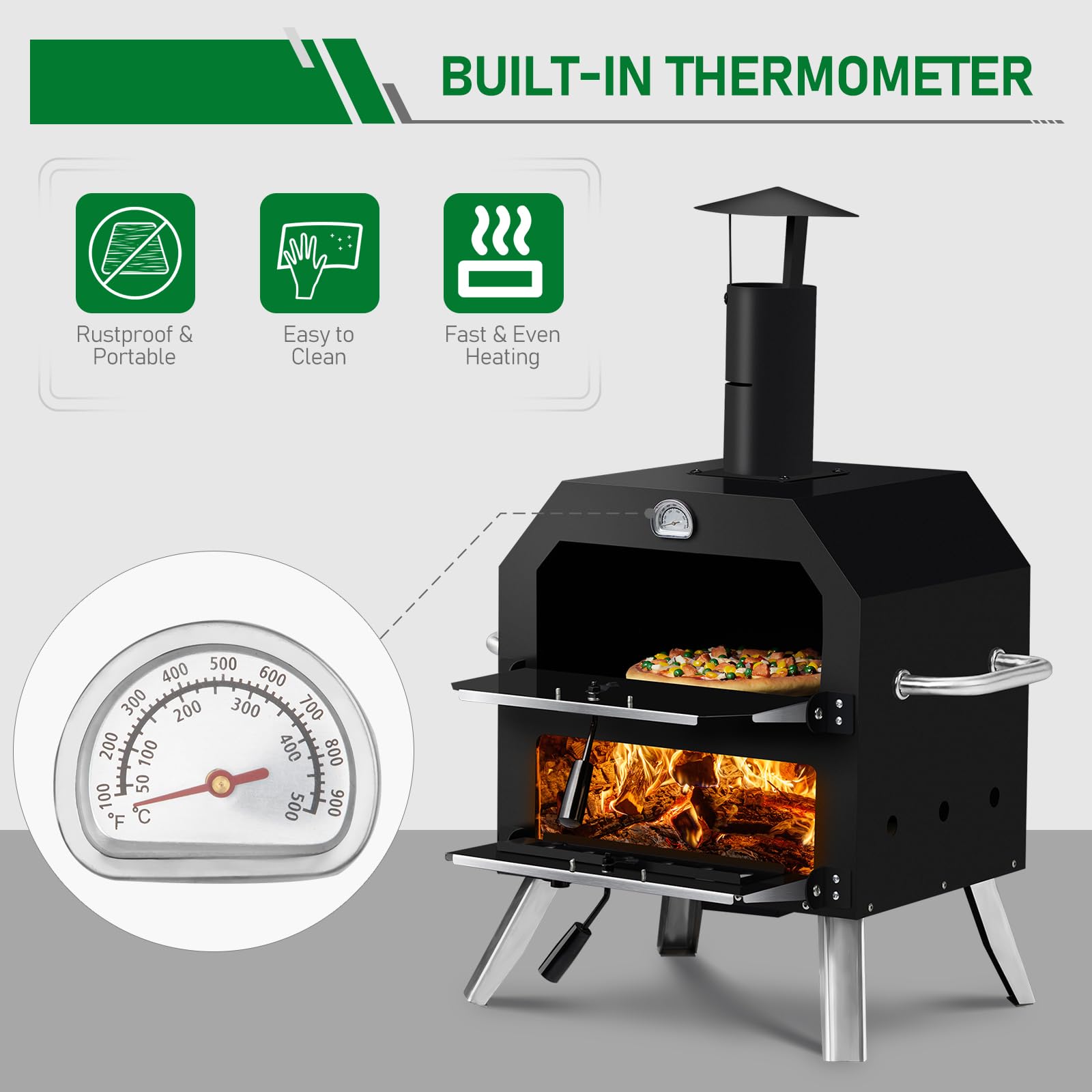 ROVSUN 12" Outdoor Countertop Pizza Oven