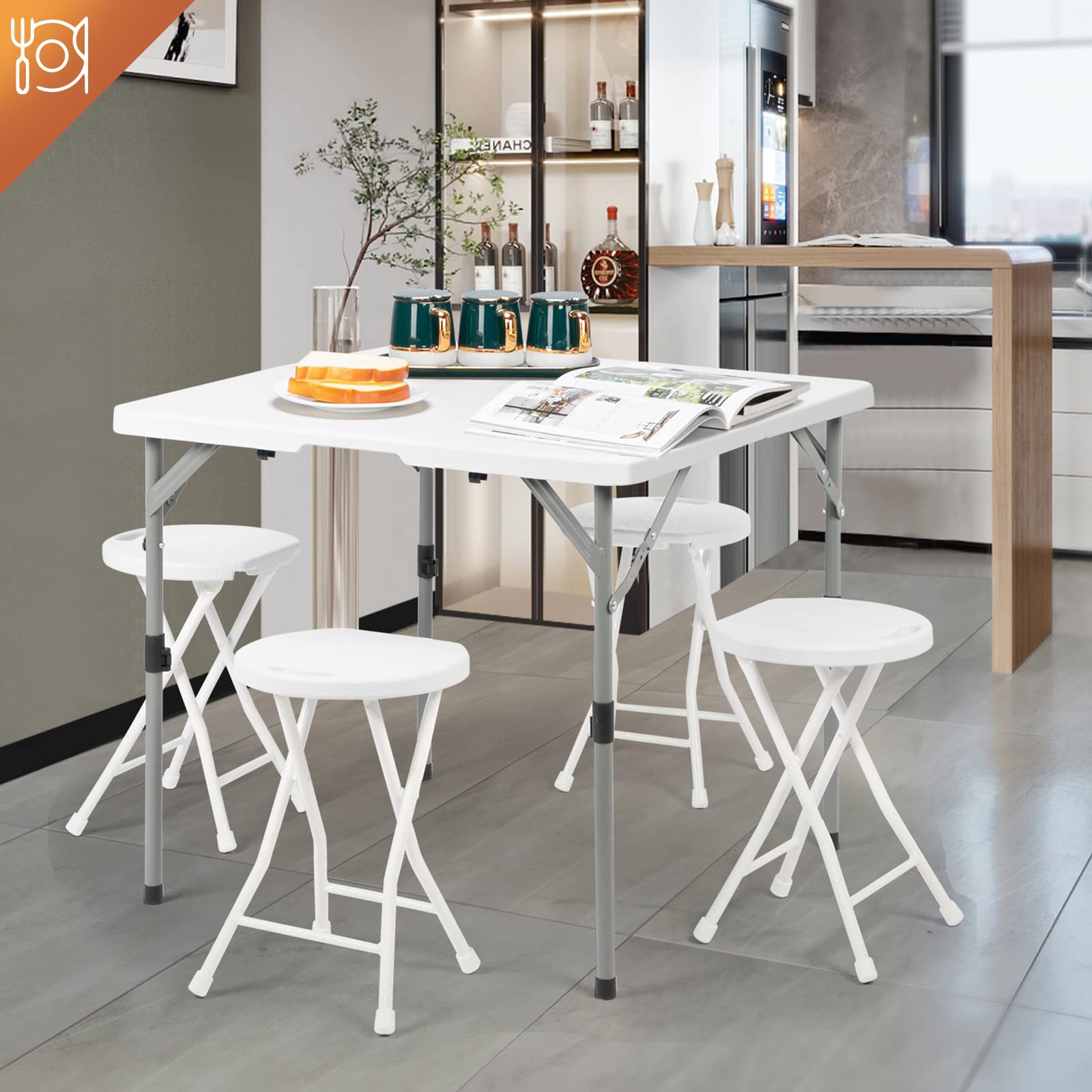 34" Square Bi-Folding Portable Plastic Dining Card Table