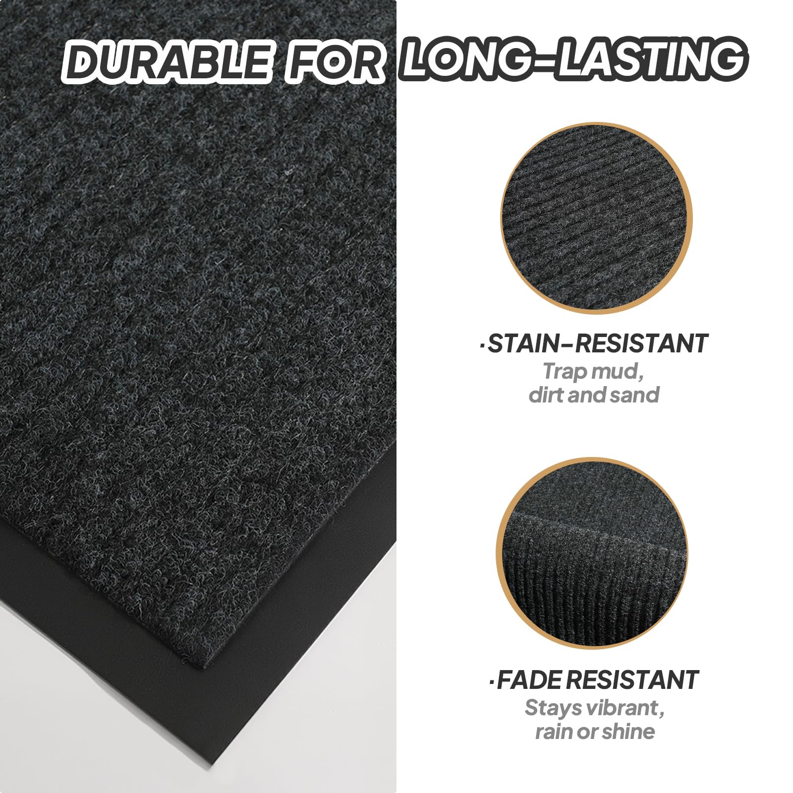 ROVSUN 59" × 35" Front Door Mat Non-Slip Grey