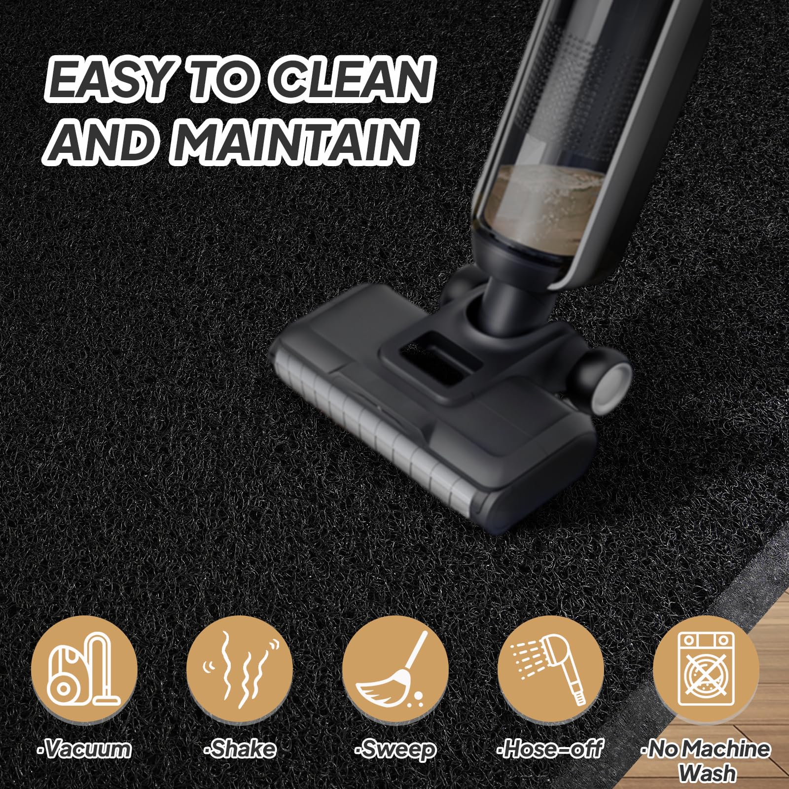 ROVSUN 47" × 35" Front Door Mat Non-Slip Black