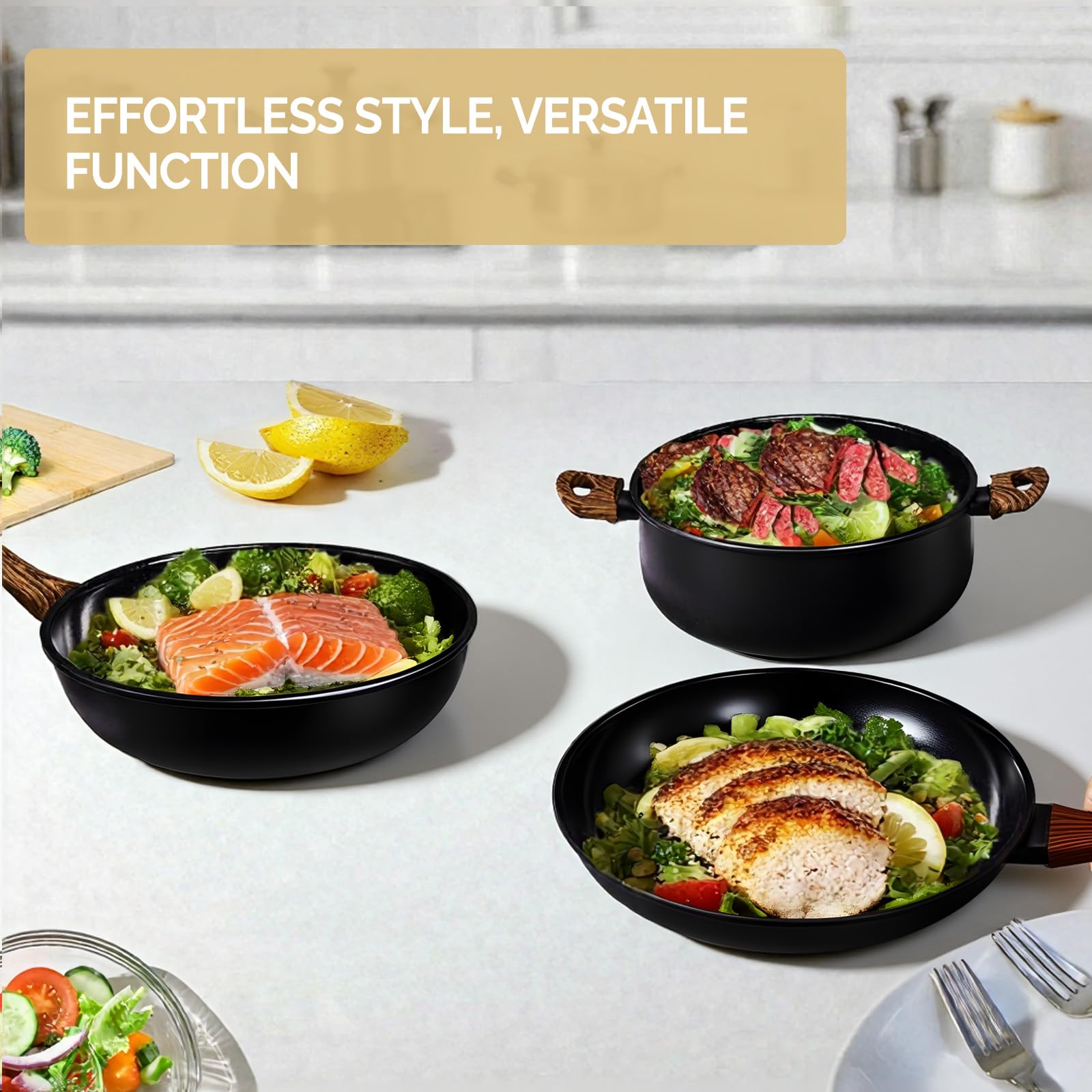 ROVSUN 20 Pcs Nonstick Pots and Pans Set Black