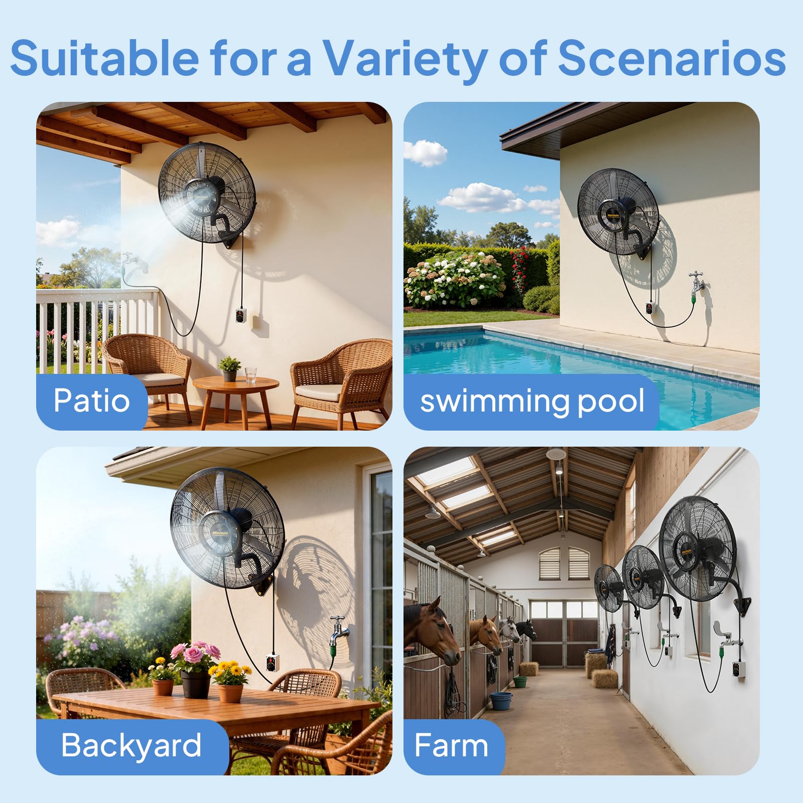 ROVSUN 20" 55W 110V Wall Mount Misting Fan