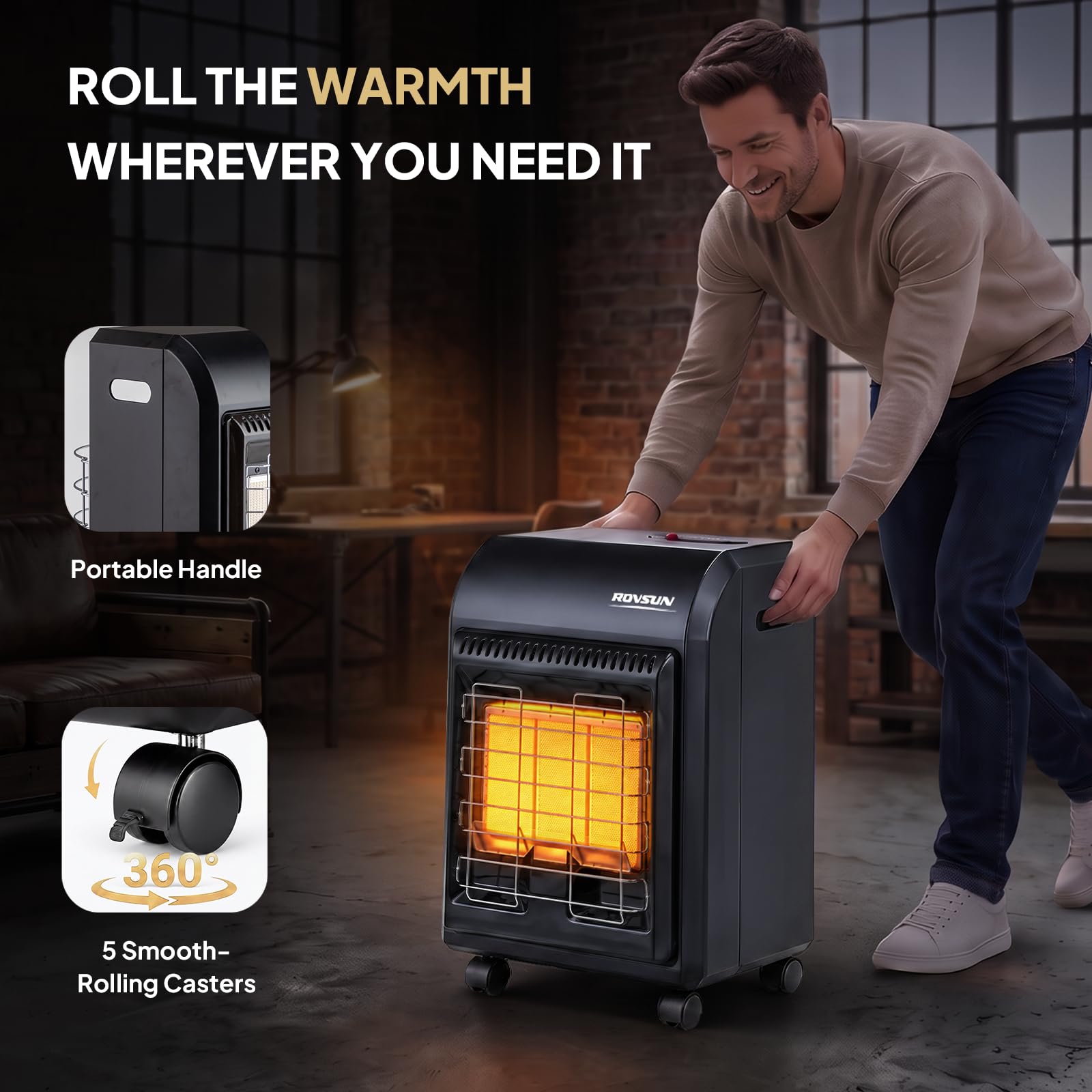 ROVSUN 18000 BTU Propane Heater Radiant with Regulator & Hose