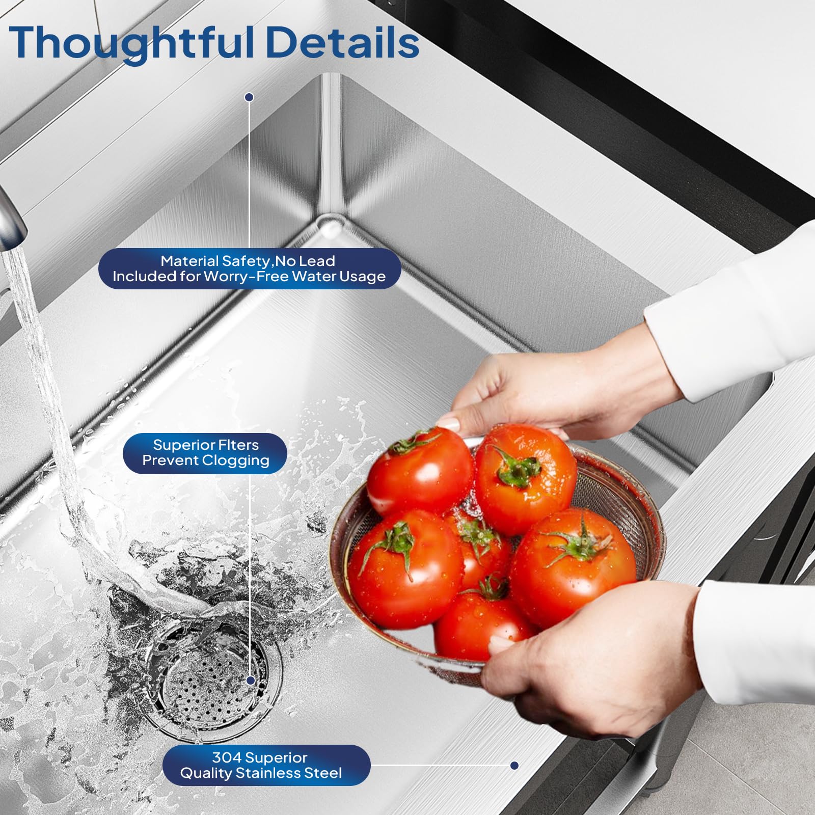 ROVSUN 22" x 20" One Bowl Stainless Steel Sink with Faucet