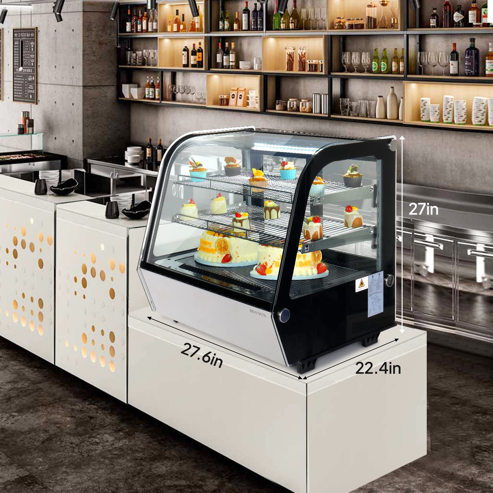 ROVSUN 27" 4.2 Cu.Ft. 250W 110V Silver Refrigerated Bakery Display Case