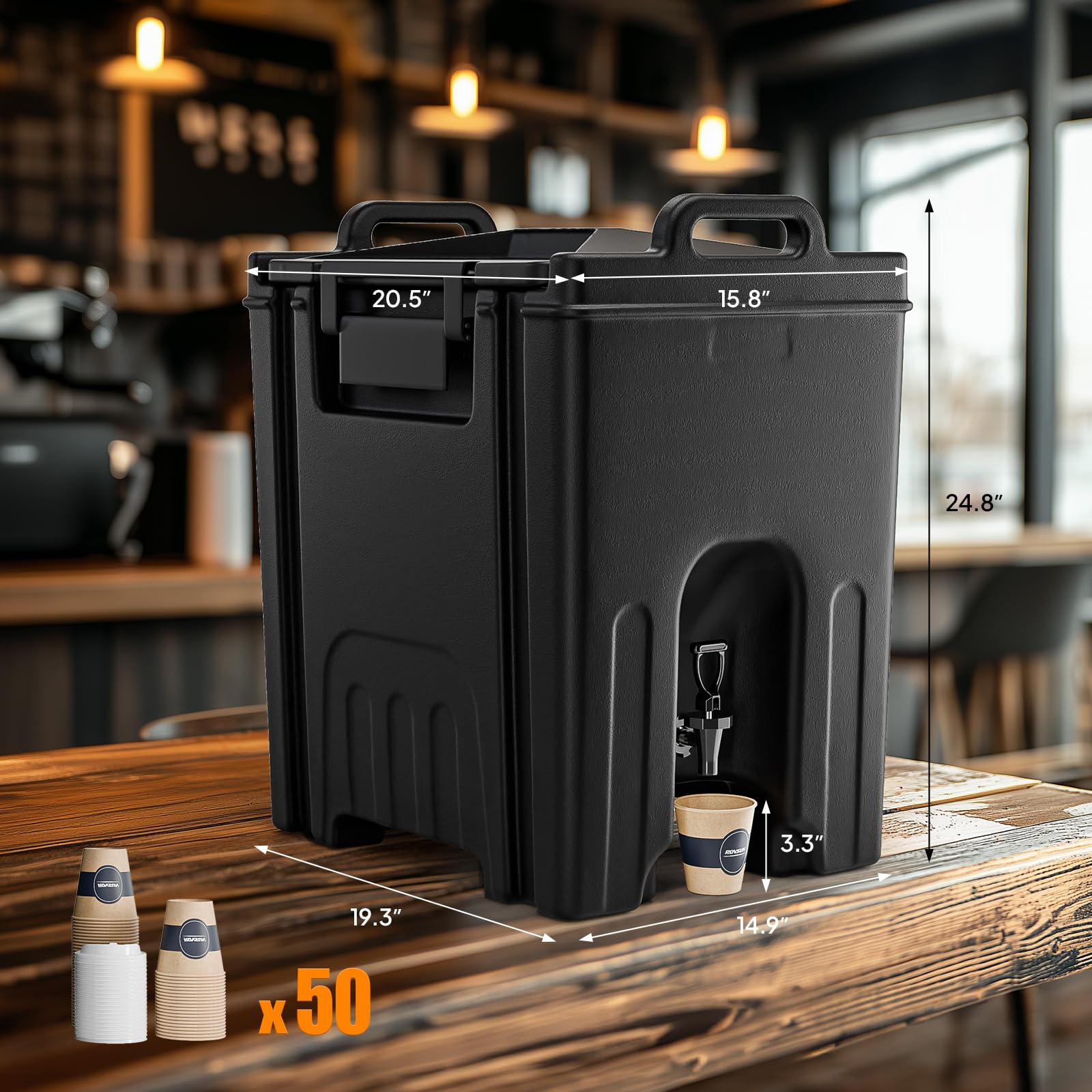 ROVSUN 12 Gallon Insulated Beverage Dispenser with 50 Cups