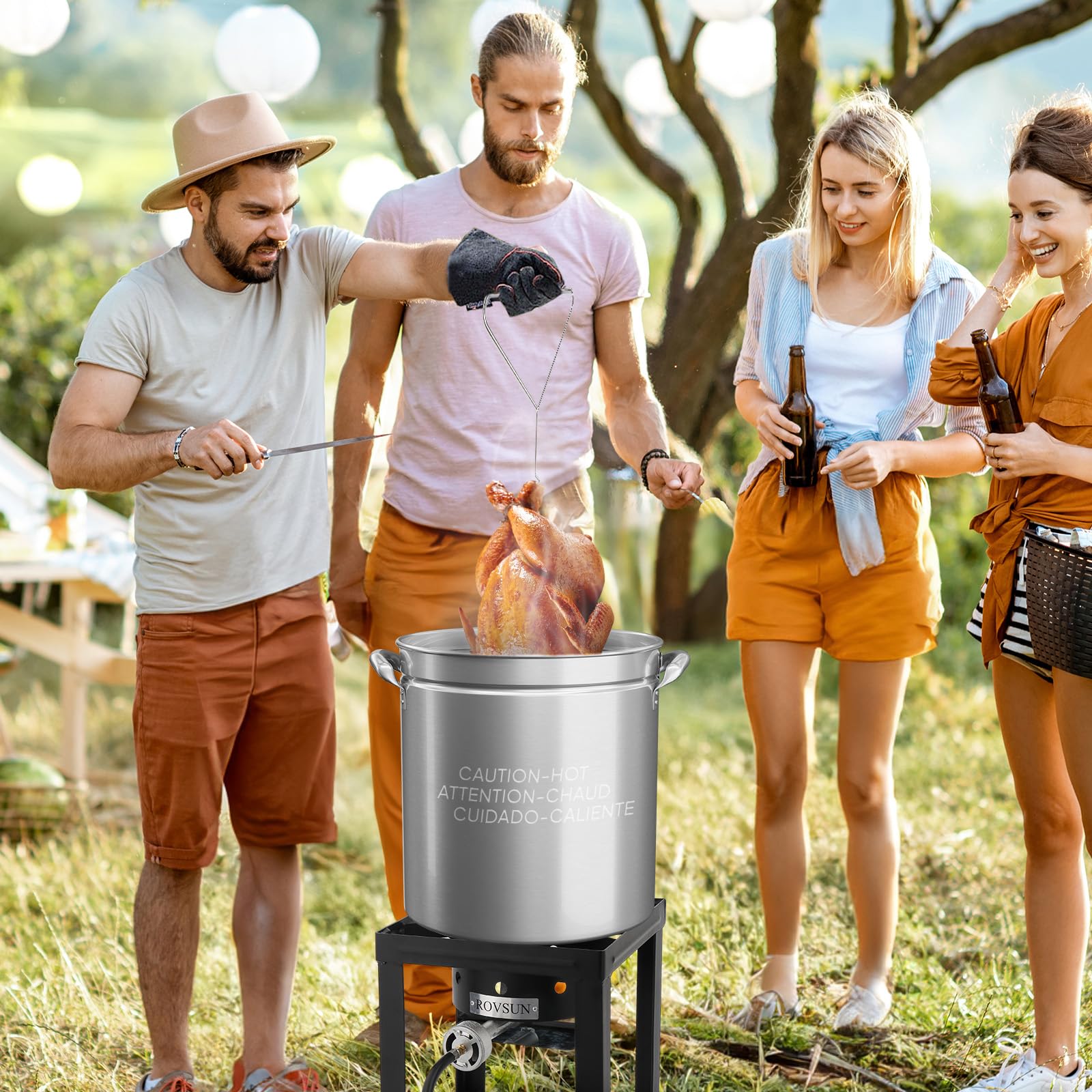 ROVSUN 36 QT Stainless Steel Seafood Boil Pot with Strainer Basket