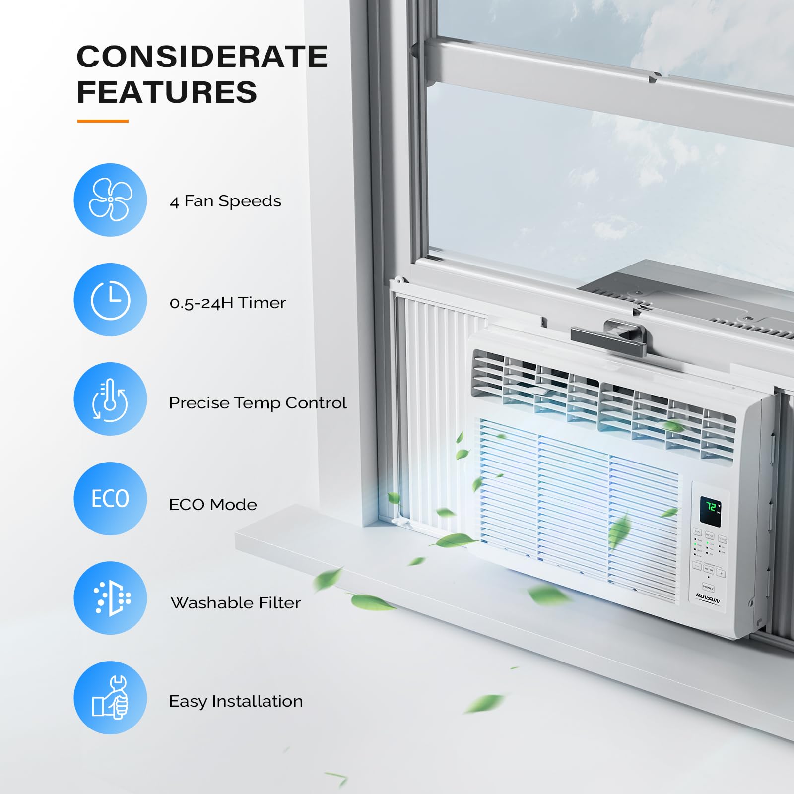 ROVSUN 6000 BTU 115V Window Air Conditioner with Remote & Timer
