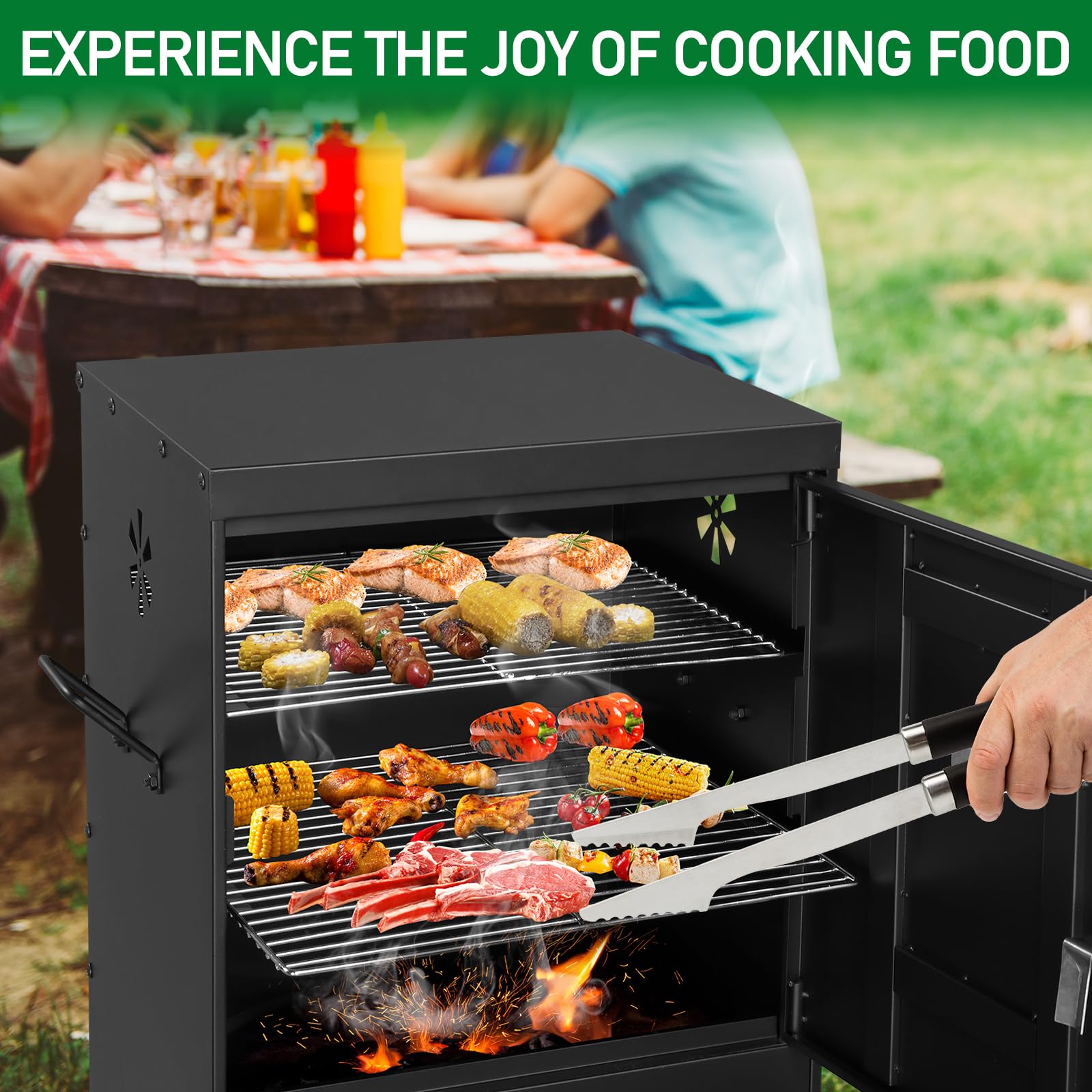 ROVSUN 2-in-1 Outdoor Smoker with Double Doors
