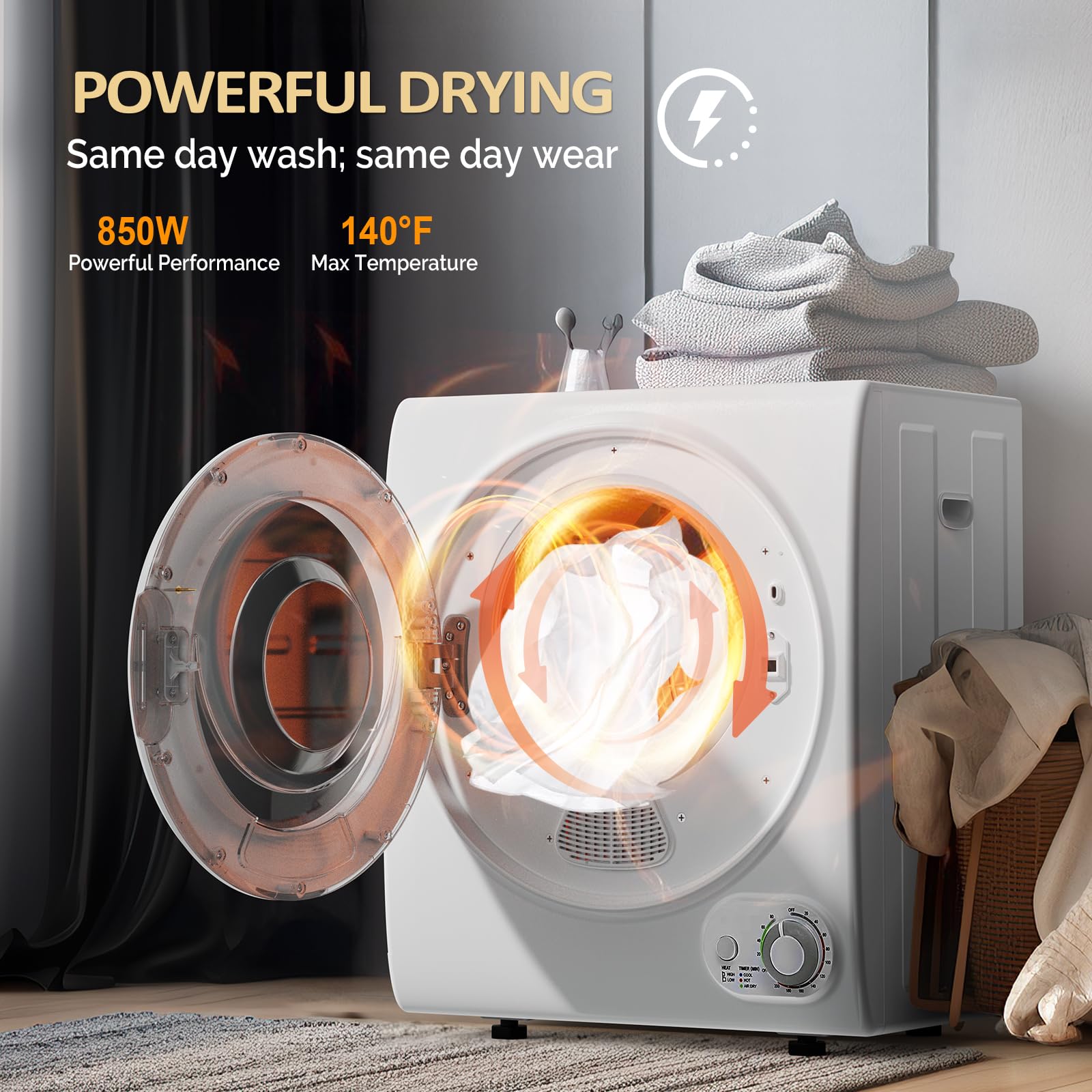 ROVSUN 17.8 LBS Full Automatic Washing Machine and 1.5 Cu.Ft Portable Clothes Dryer Set