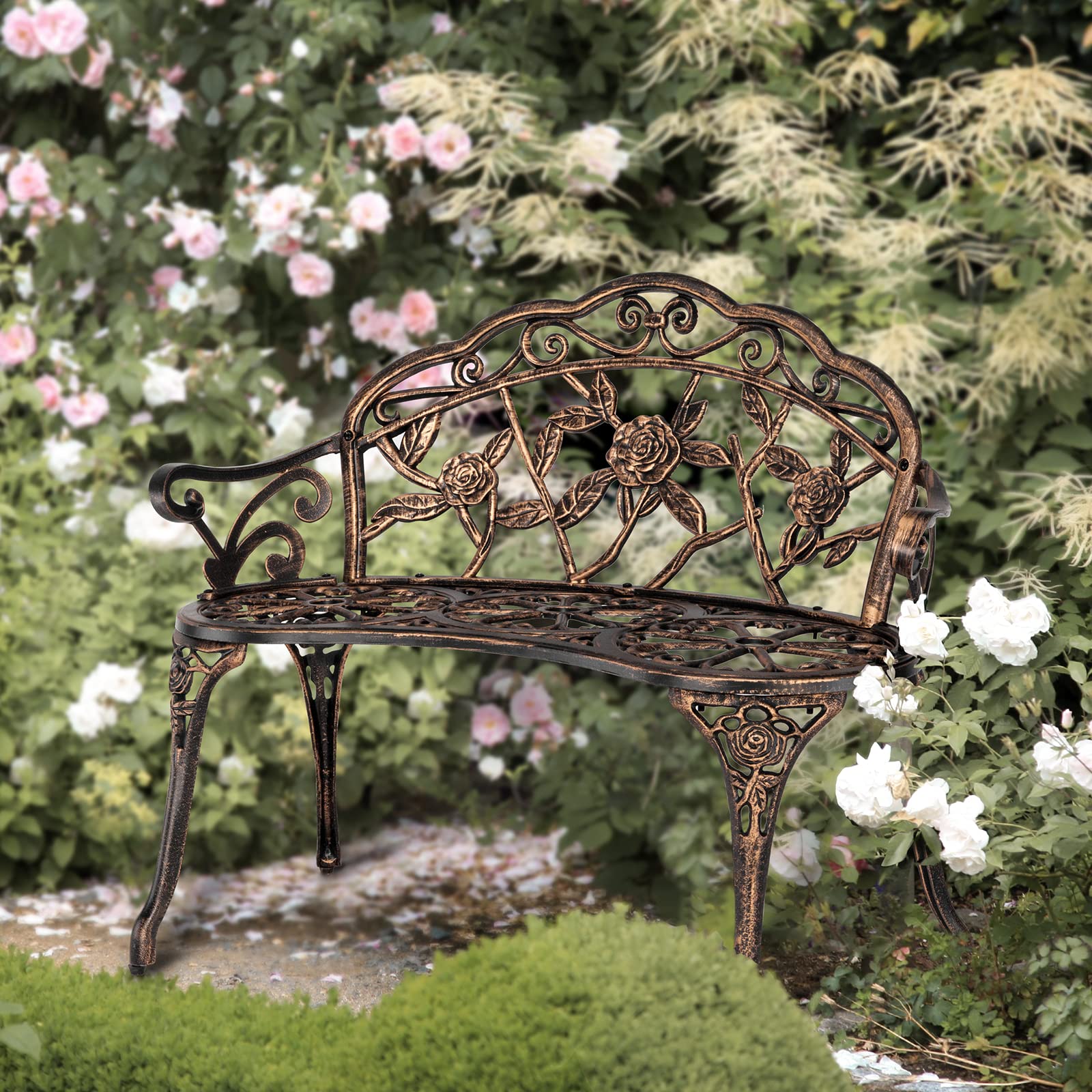 38.5" Outdoor Bench Cast Aluminium Bronze