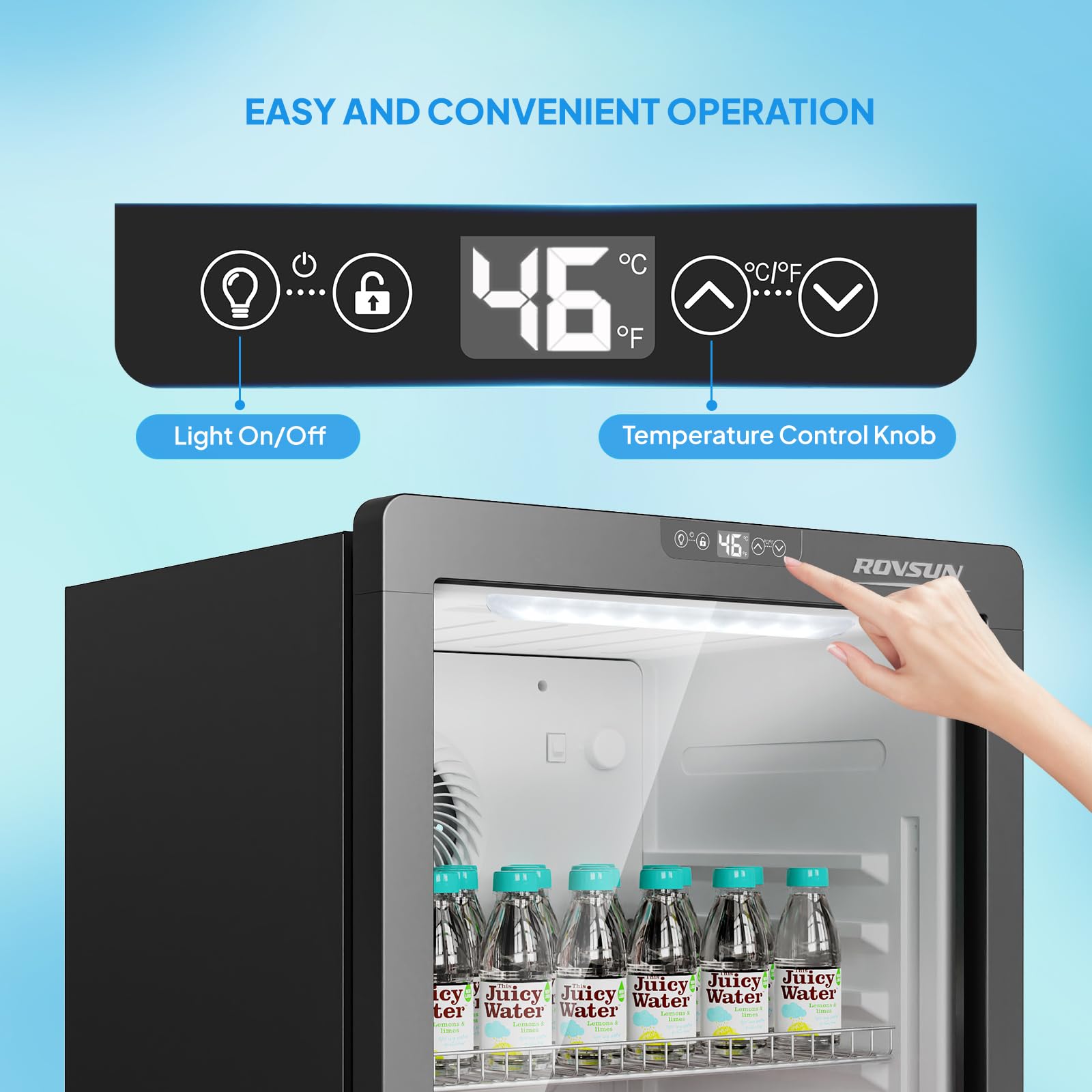 ROVSUN 23" 12 Cu.Ft. Black Glass Door Merchandising Refrigerator