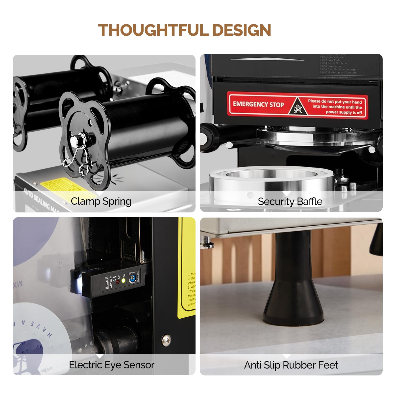 ROVSUN Automatic Cup Sealing Machine Black