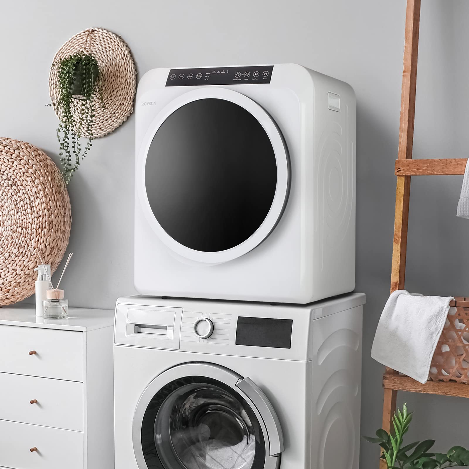 ROVSUN 3.5 Cu.Ft. 1,300W 110V Tumble Clothes Dryer with LED Touch Screen White