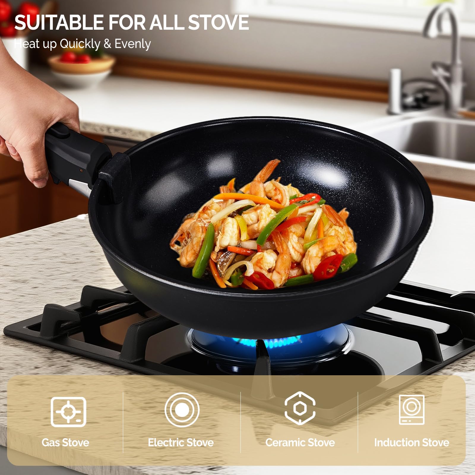 ROVSUN 23 Pcs Nonstick Pots and Pans Set with Detachable Handles